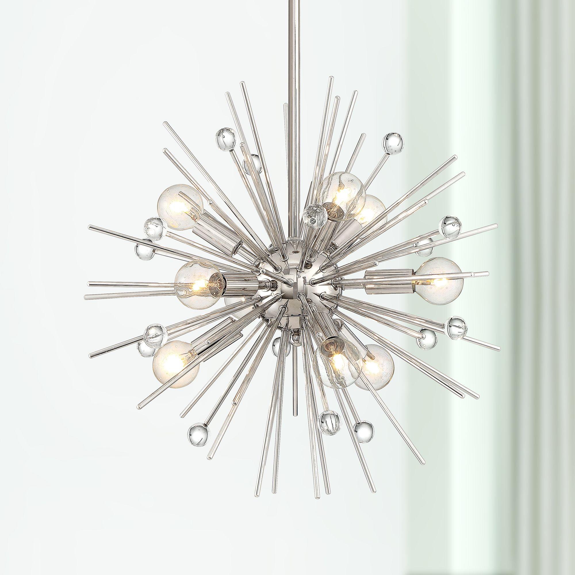 Janae Polished Nickel Crystal Sputnik Chandelier 18" Wide