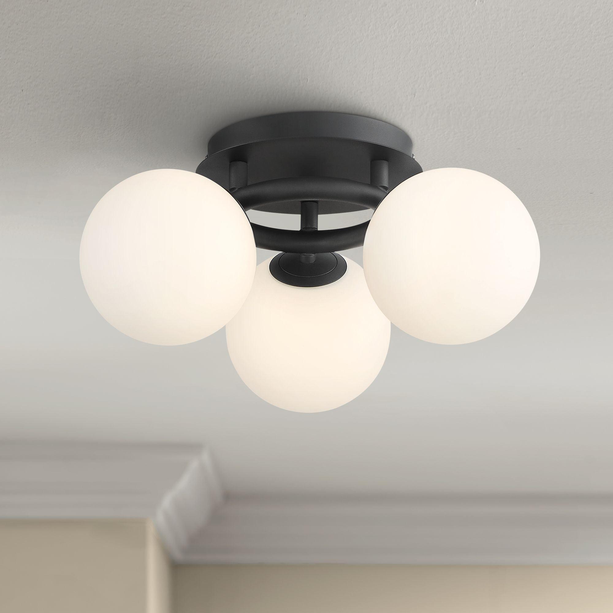 Black Glass 3-Light LED Globe Ceiling Fixture