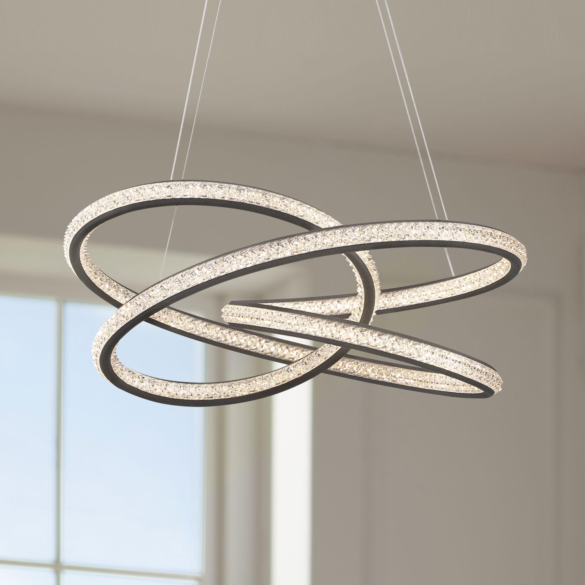 Possini Euro Design London Sand Gray Ceiling Pendant Light 21" Wide Ultra Modern Sprial Dimmable LED Strip Steel Dining Room House Foyer Kitchen