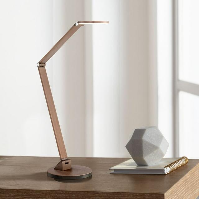 Possini Euro Design Magnum Modern Desk Lamp 36" Tall French Bronze Brown Metal LED Adjustable for Bedroom Living Room Bedside Nightstand Office House
