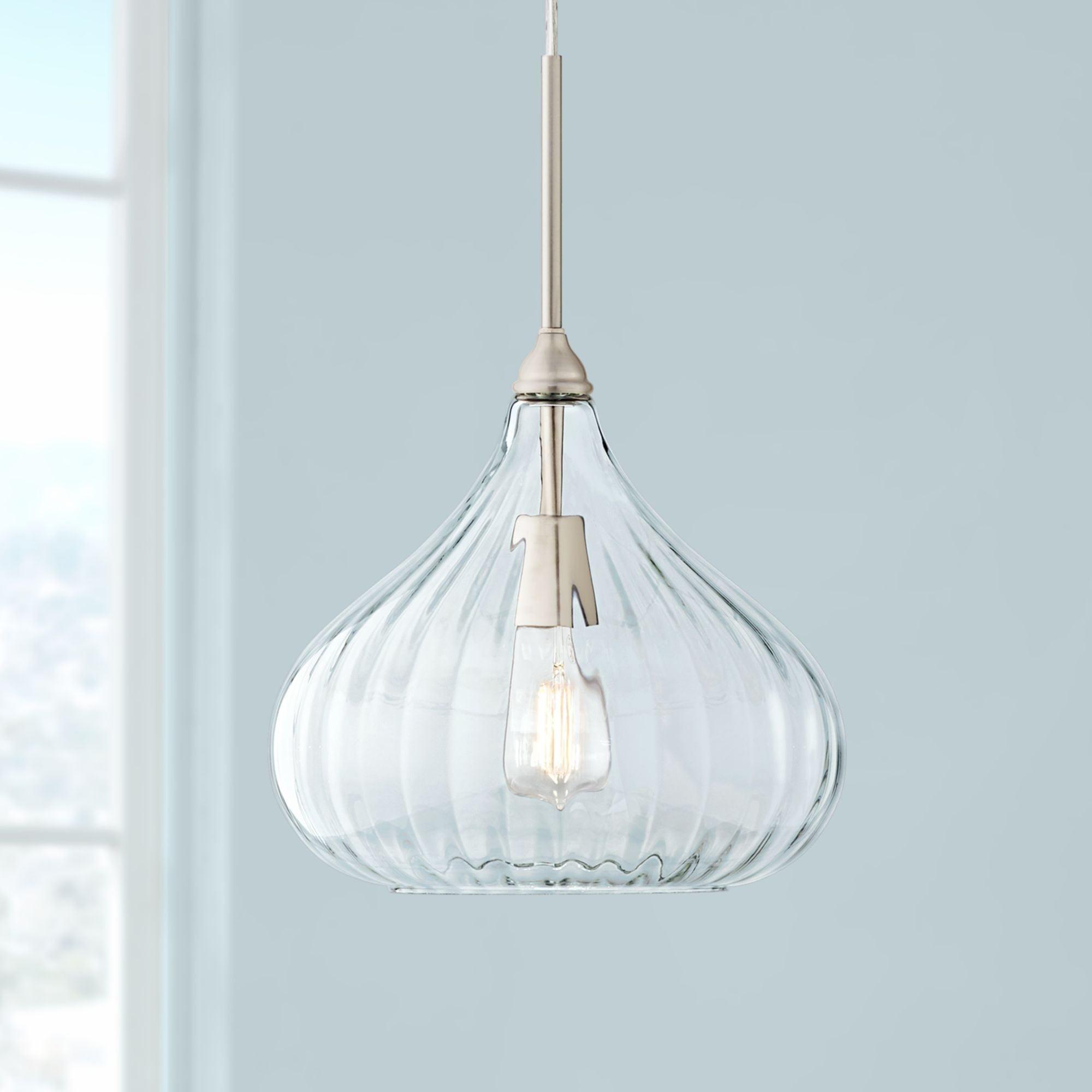 Brushed Nickel Mini Pendant with Clear Glass Shade