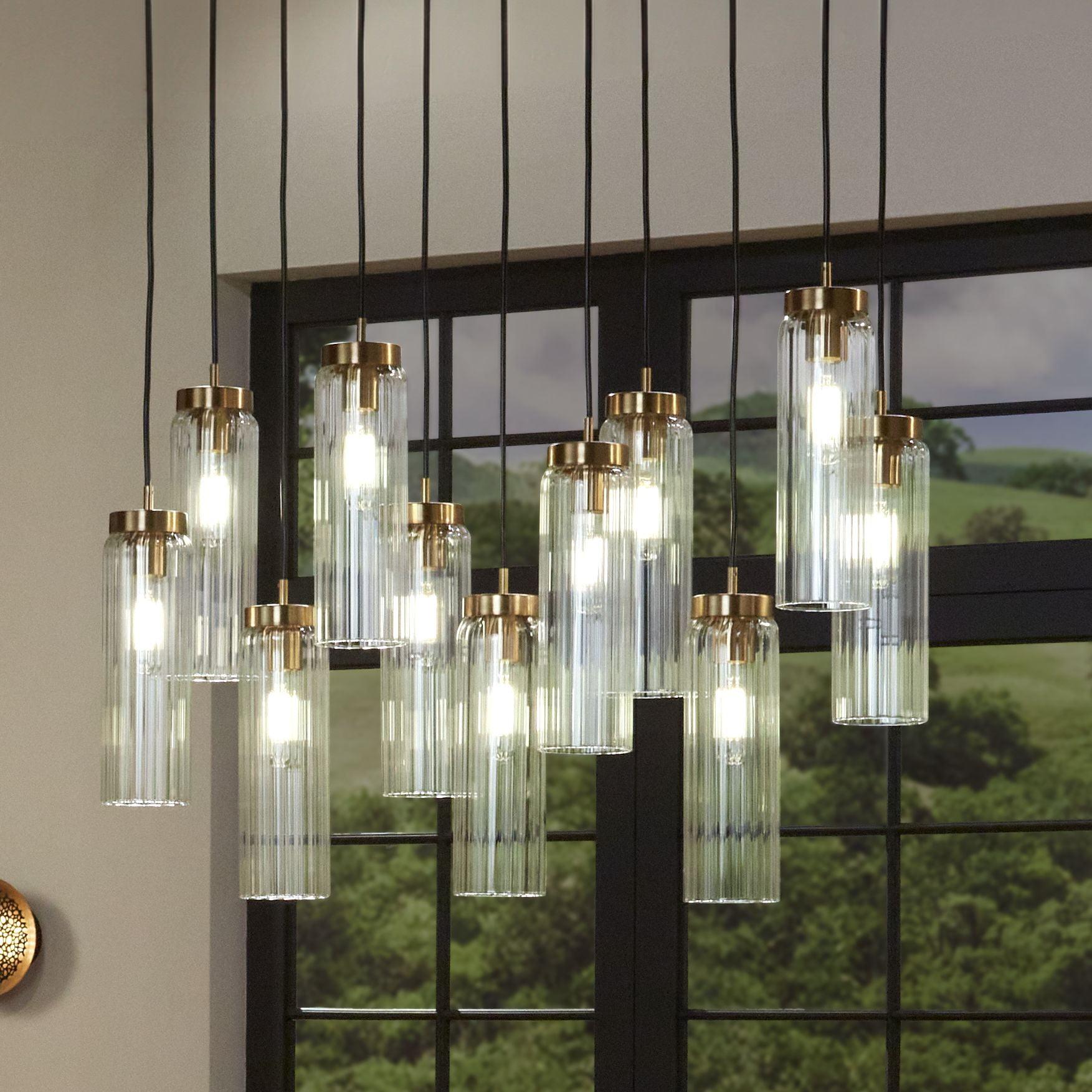 Possini Euro Design Marika 32" Modern Pendant Chandelier Ceiling Light Fixture Dining Room Over Table Kitchen Island Multi-Light Soft Gold Finish