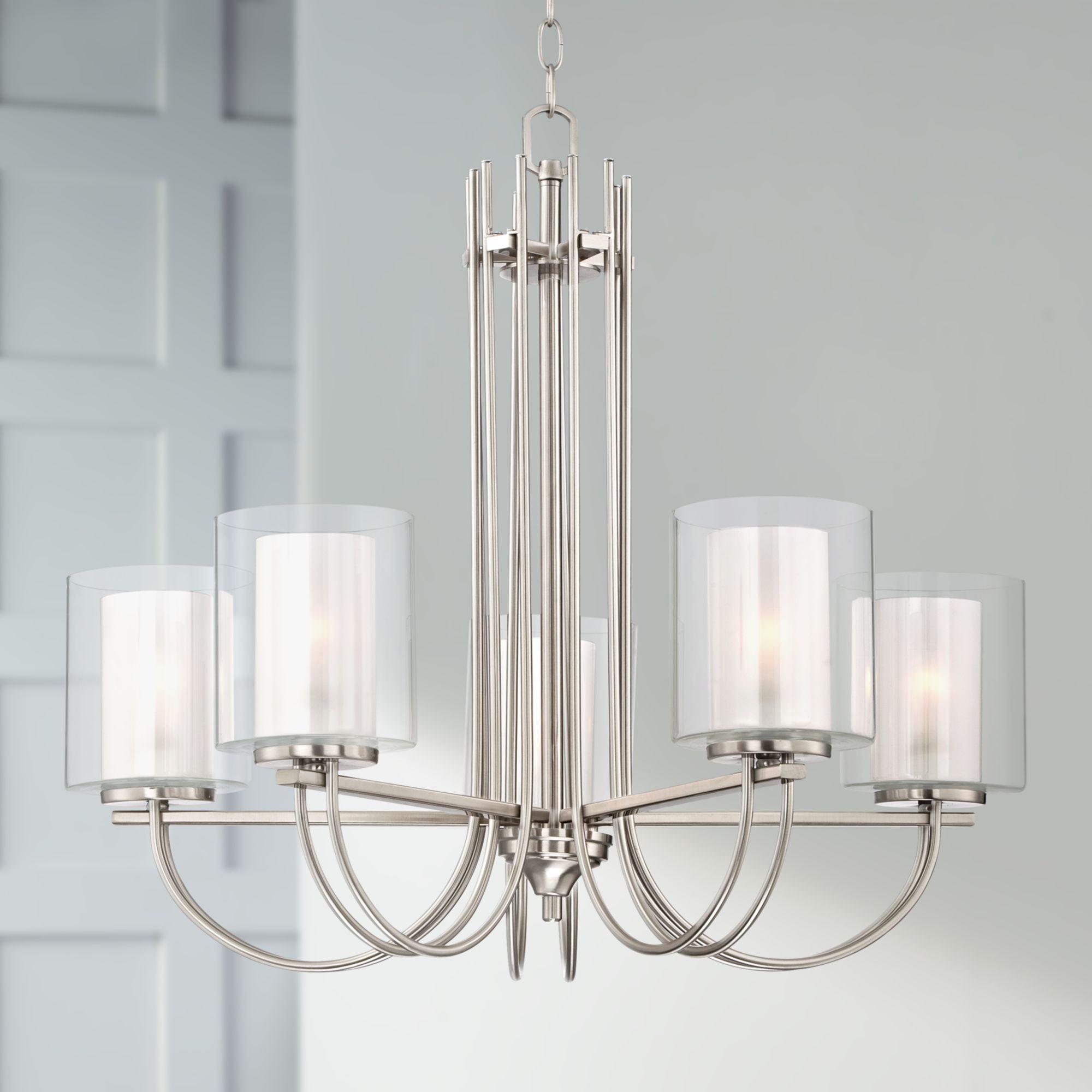 Melody Brushed Nickel 27" Wide Modern Pendant Chandelier with Frosted Glass