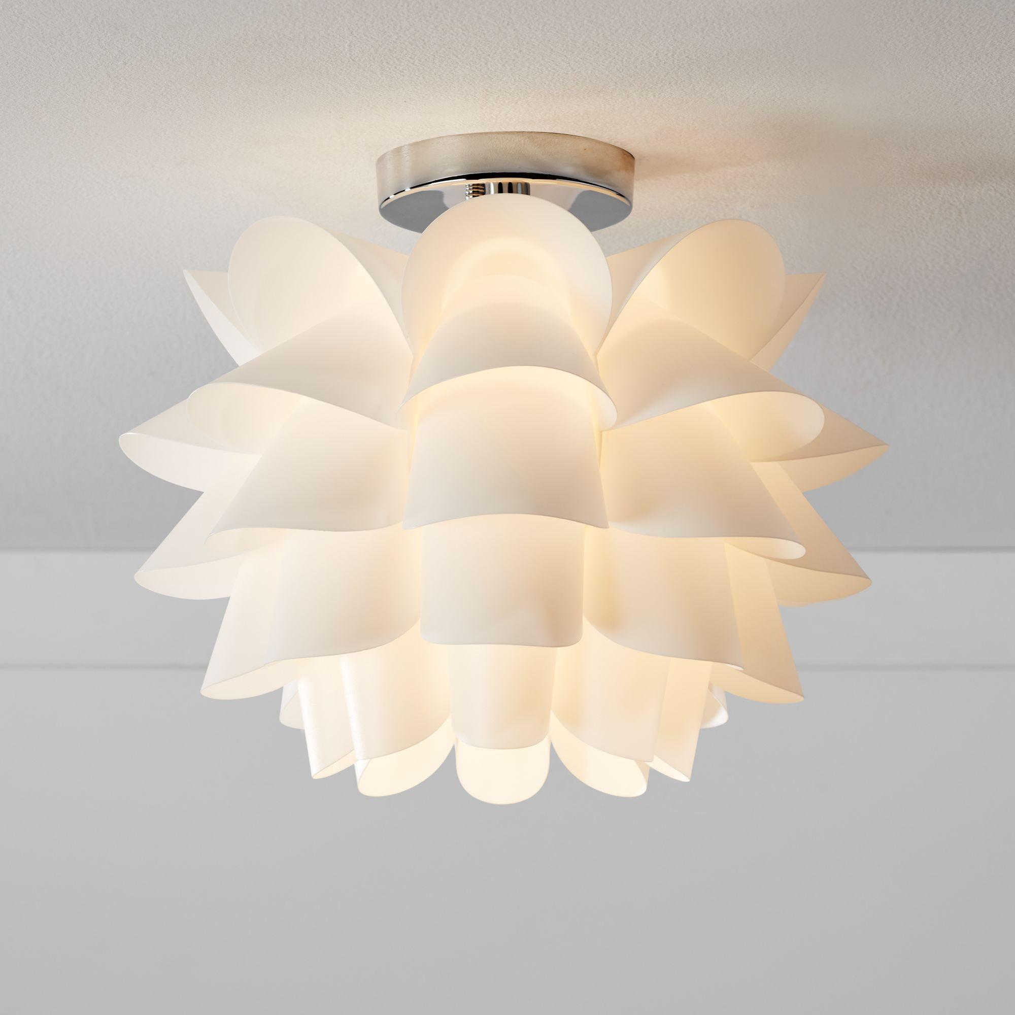 Possini Euro Design Modern Ceiling Light Semi Flush Mount Fixture 15 3/4" Wide White Flower for Bedroom Kitchen Living Room Hallway Bathroom House