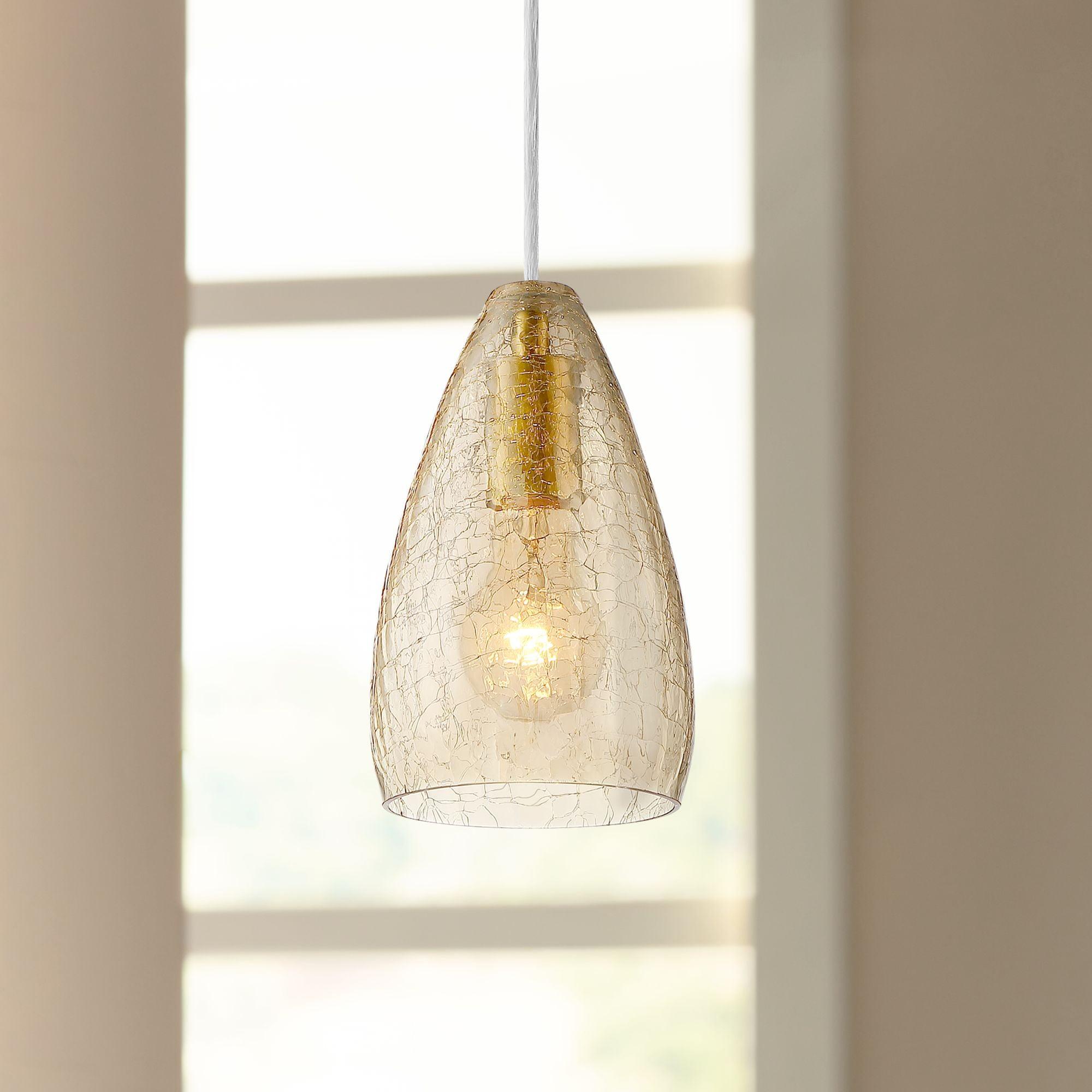 Amber Glass and Gold Mini Pendant Light