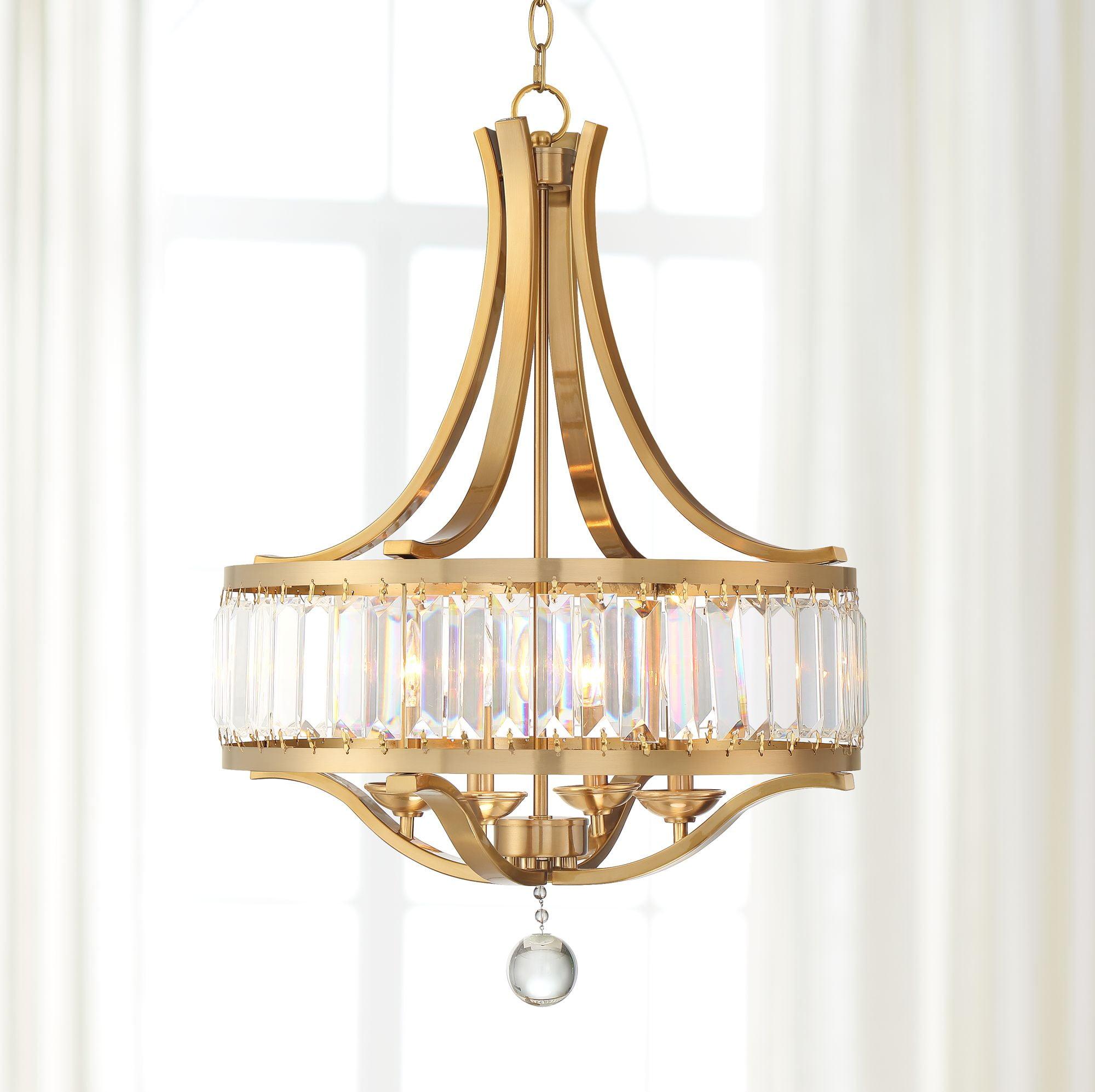 Warm Brass and Crystal 25" Pendant Chandelier