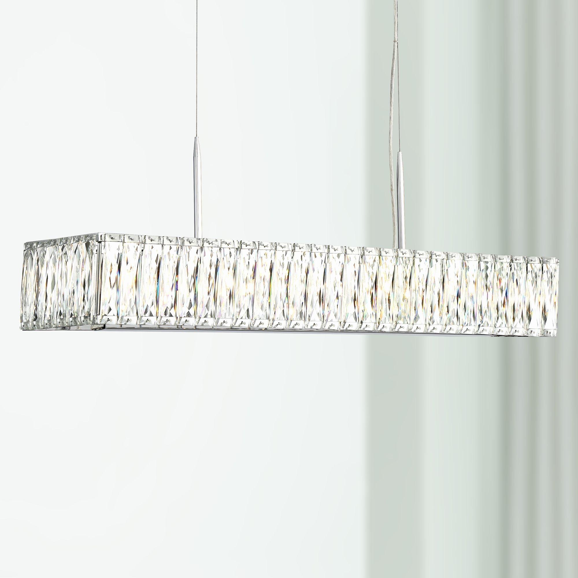 Modern Chrome Crystal 38" Island Pendant Light