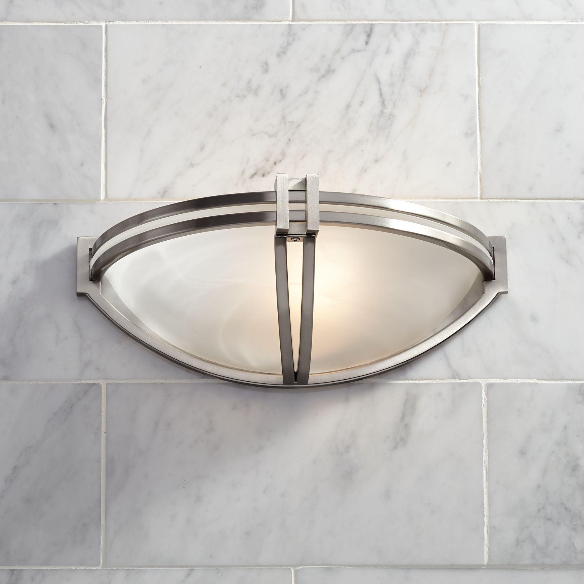 Art Deco Inspired Brushed Nickel Wall Sconce with Marbleized Glass