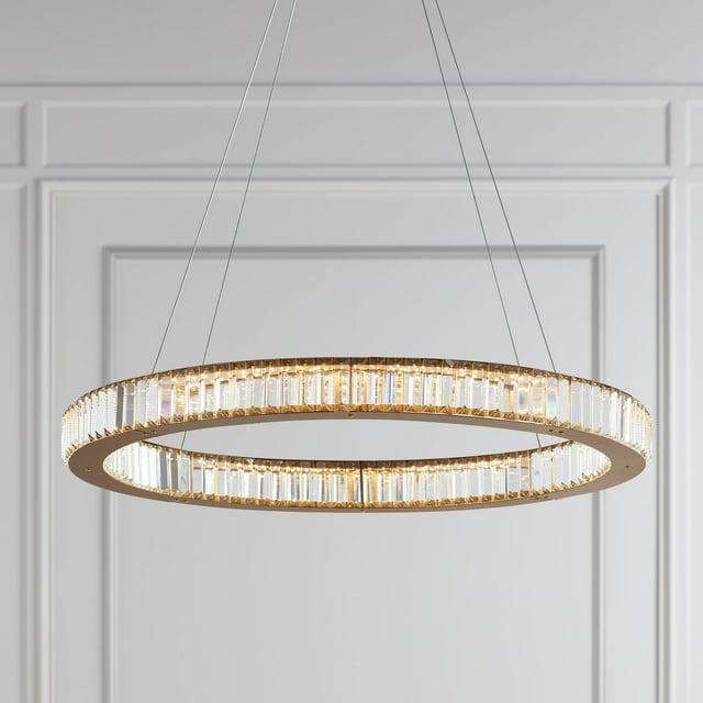 Possini Euro Design Vesta Gold Ring Pendant Light 35 1/2" Wide Modern LED Crystal Glass for Dining Room House Foyer Kitchen Island Entryway Bedroom