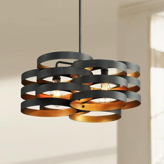Possini Euro Design Zia Black Gold Chandelier 25 1/2" Wide Modern 6-Light Fixture for Dining Room House Foyer Kitchen Island Entryway Bedroom Home