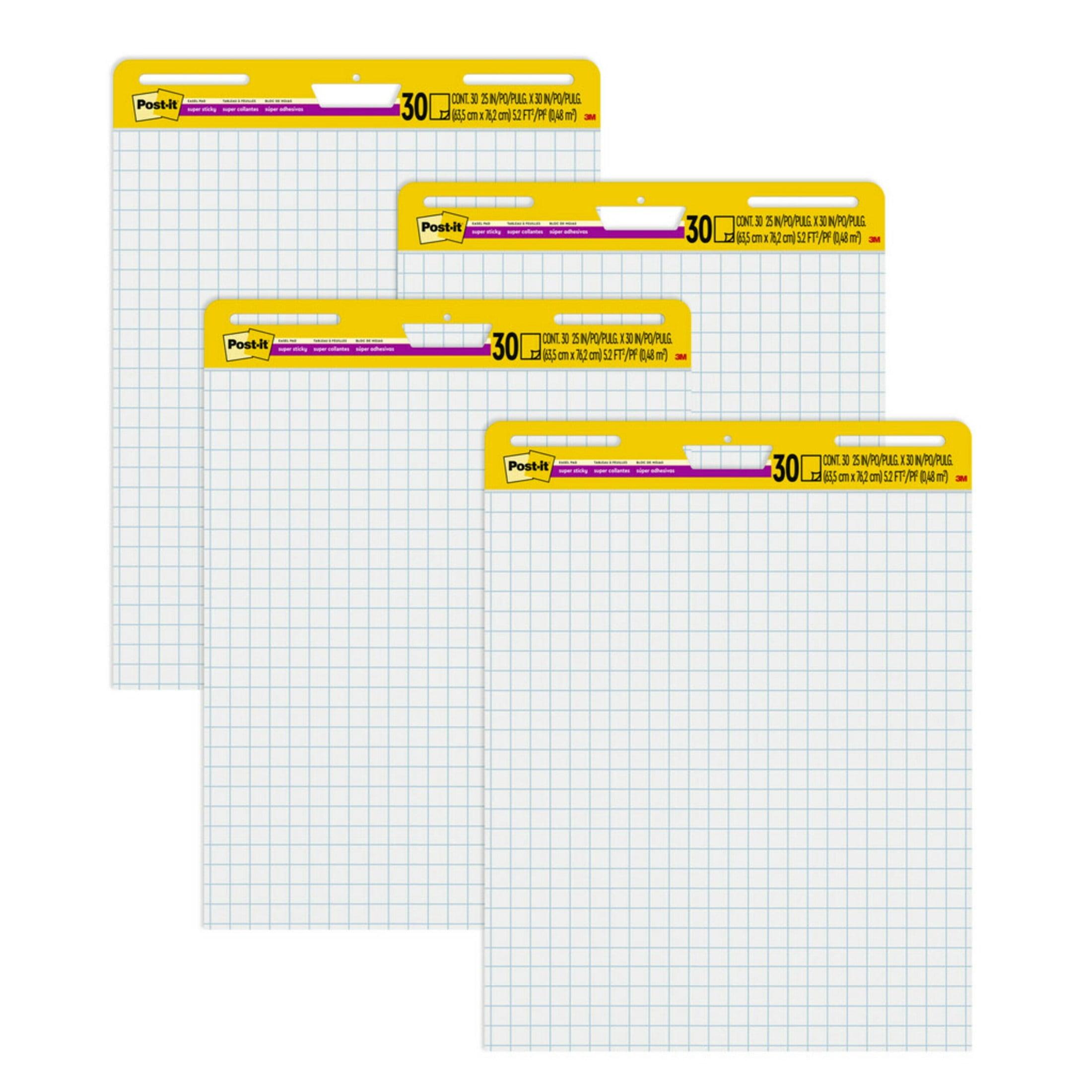 Post-It Self-Stick Easel Pad, 25 x 30 Inches, Grid Ruled, 30 Sheets, Pack of 4