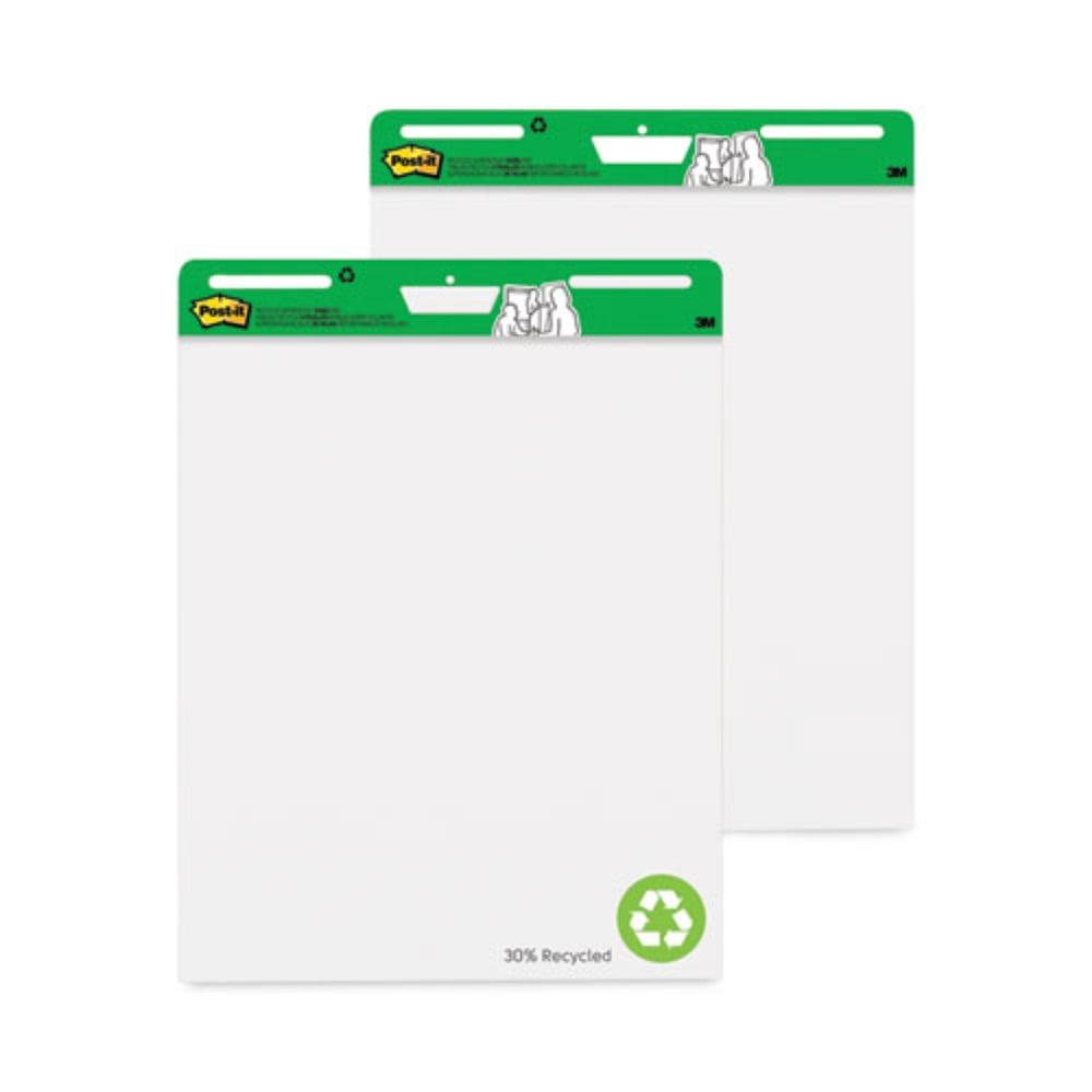 Post-it 25x30 White Self-Stick Easel Pads with Green Headband