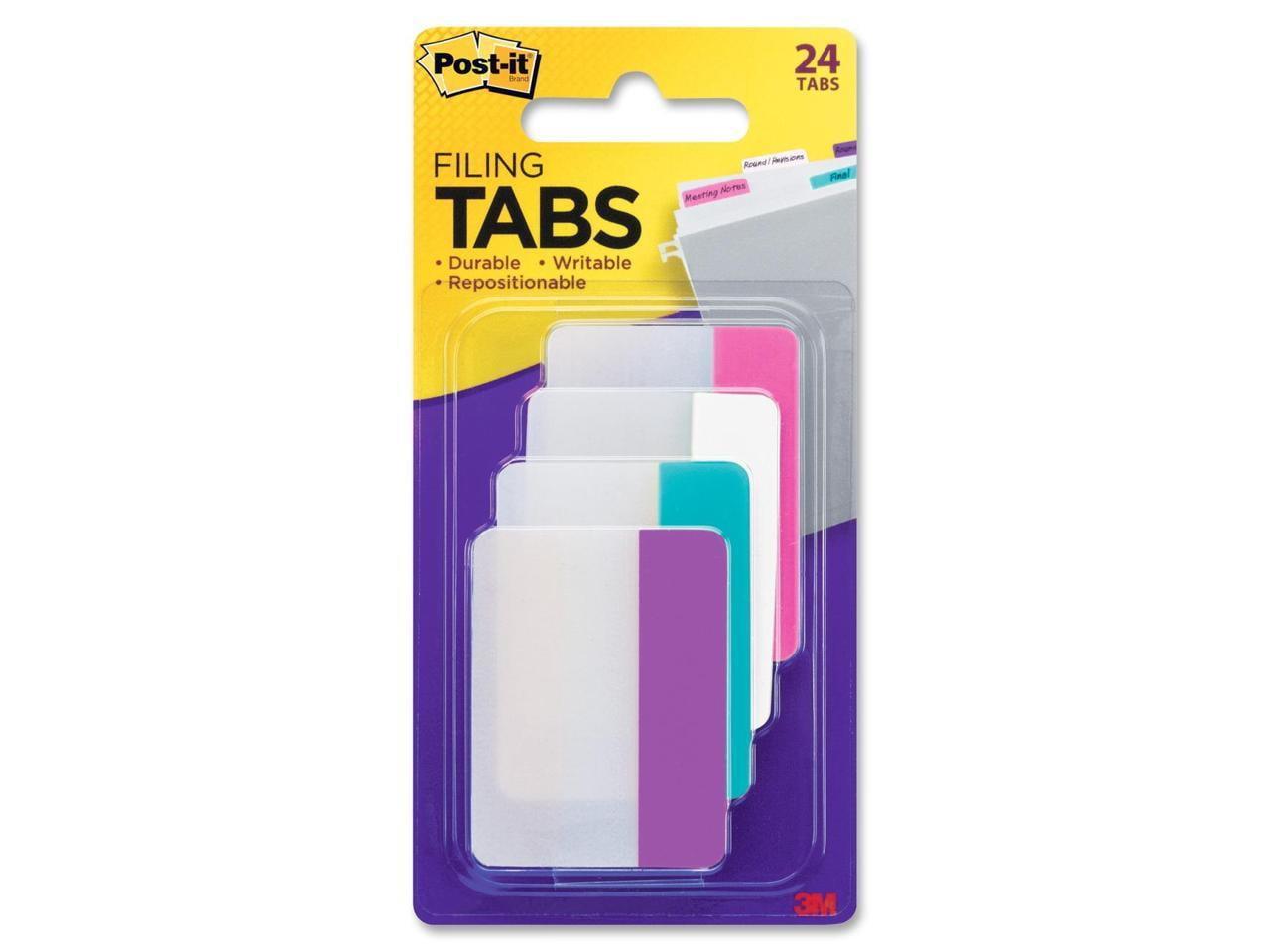 Assorted Pastel Self-Adhesive Filing Tabs, 2 x 1.5 Inches, 24 Pack