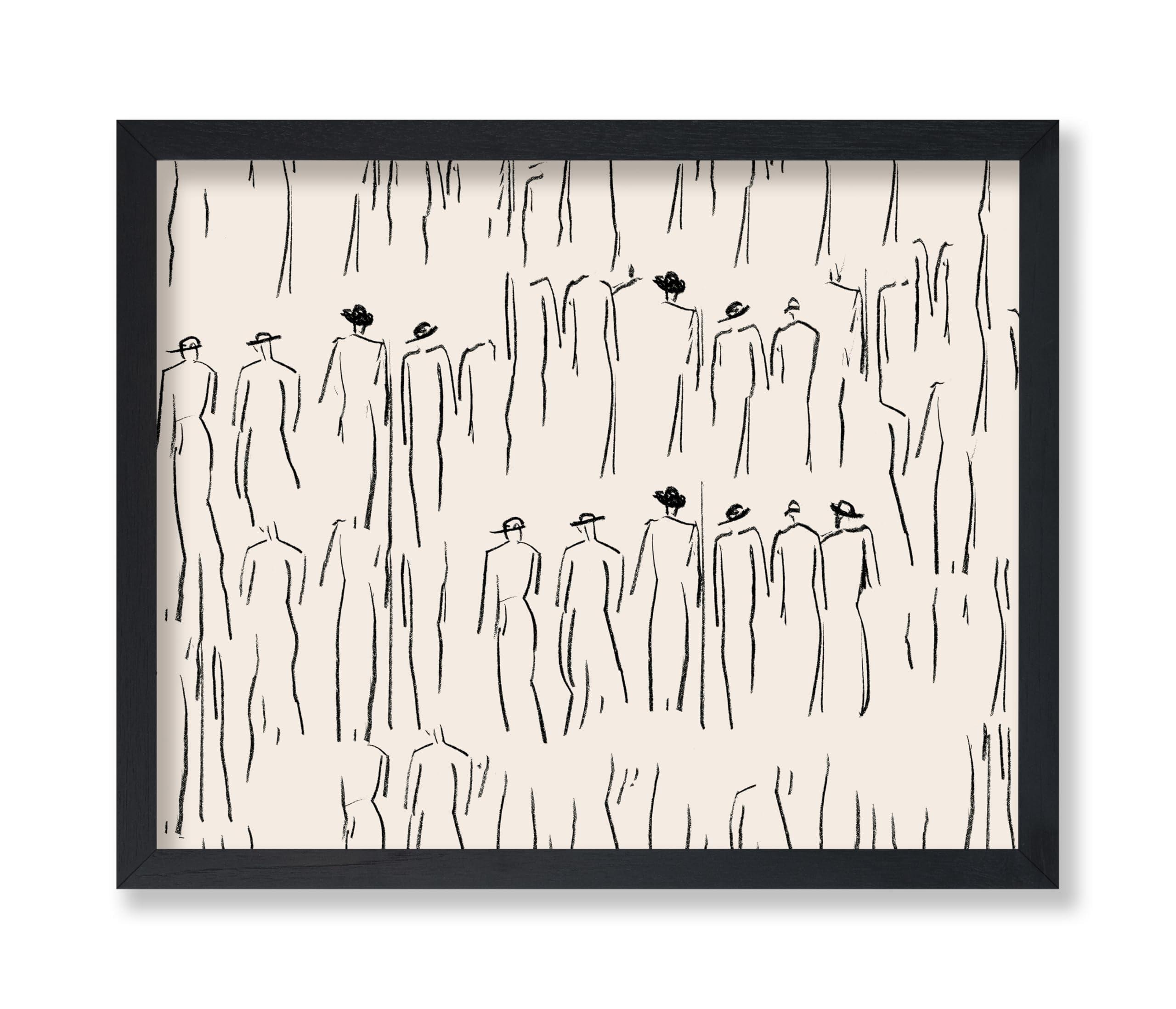 Abstract Figure Wall Art Vintage Sketch Prints Minimalist Painting Black and White Line Drawings Prints for Living Room Vintage Poster Sketch Figures Abstract Line Art Man Artwork 16x20inch No Frame