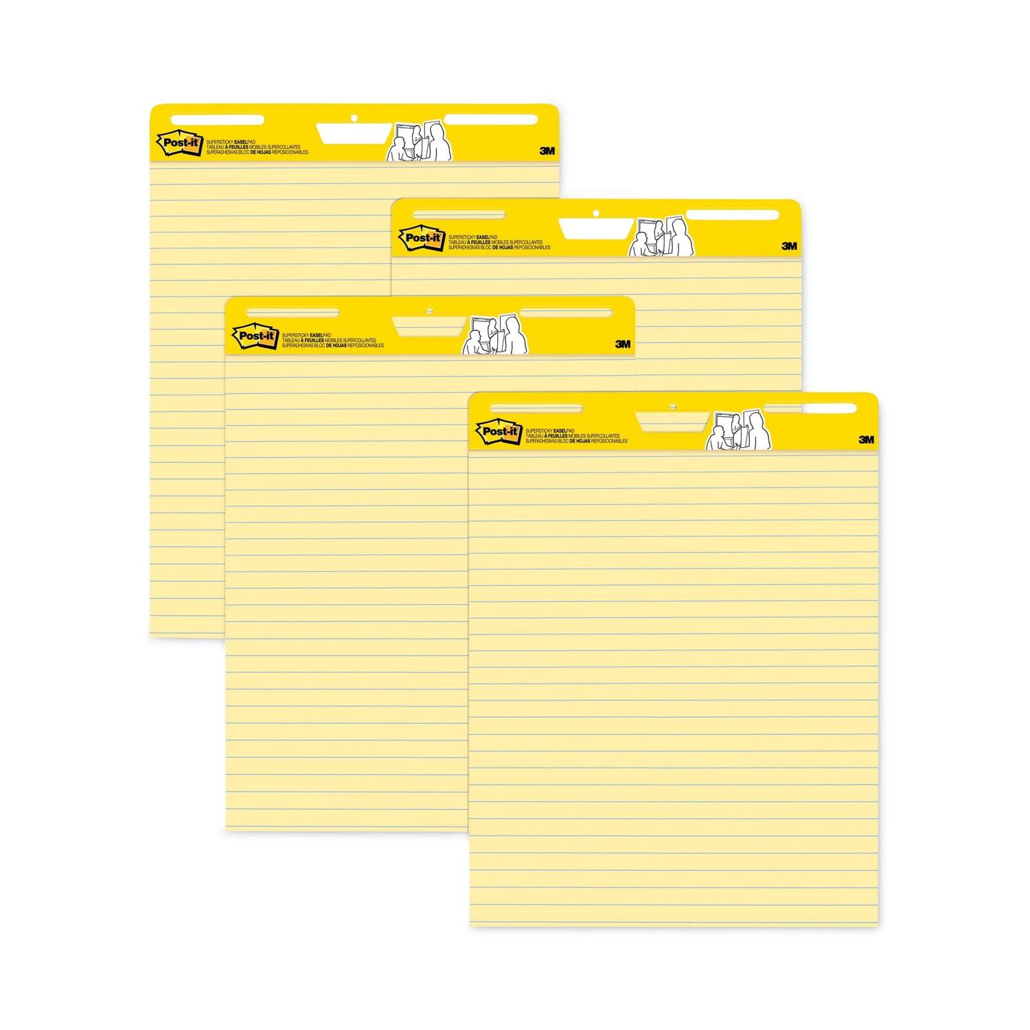 Yellow Lined Self-Stick Easel Pads, 25 x 30, 4-Pack