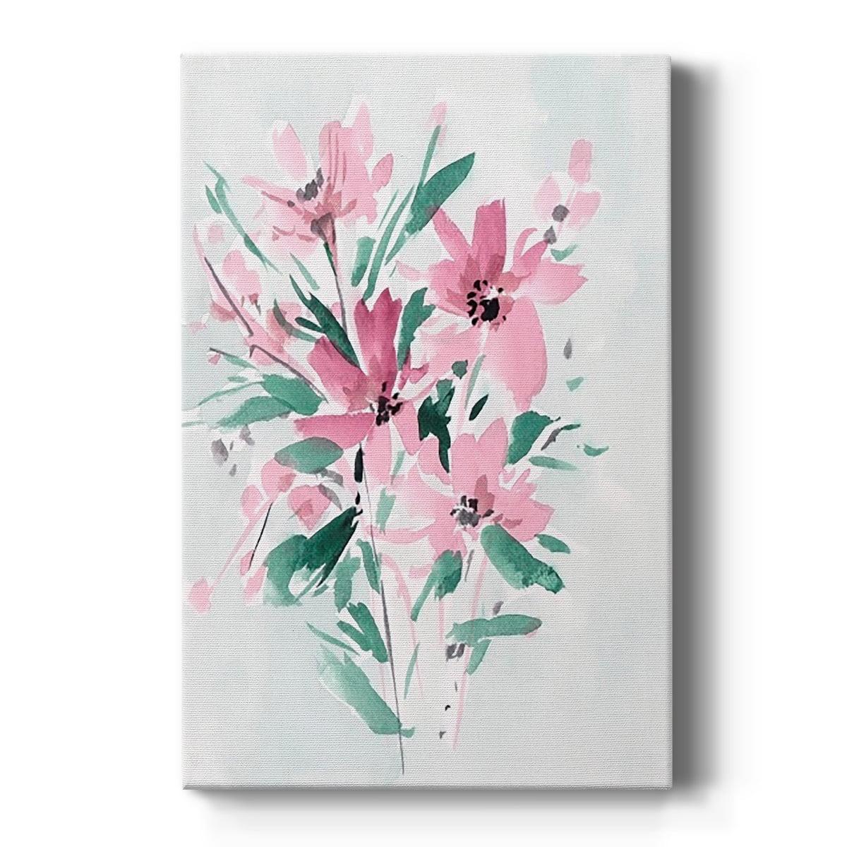 Floral Cascade Pink and Green Canvas Print