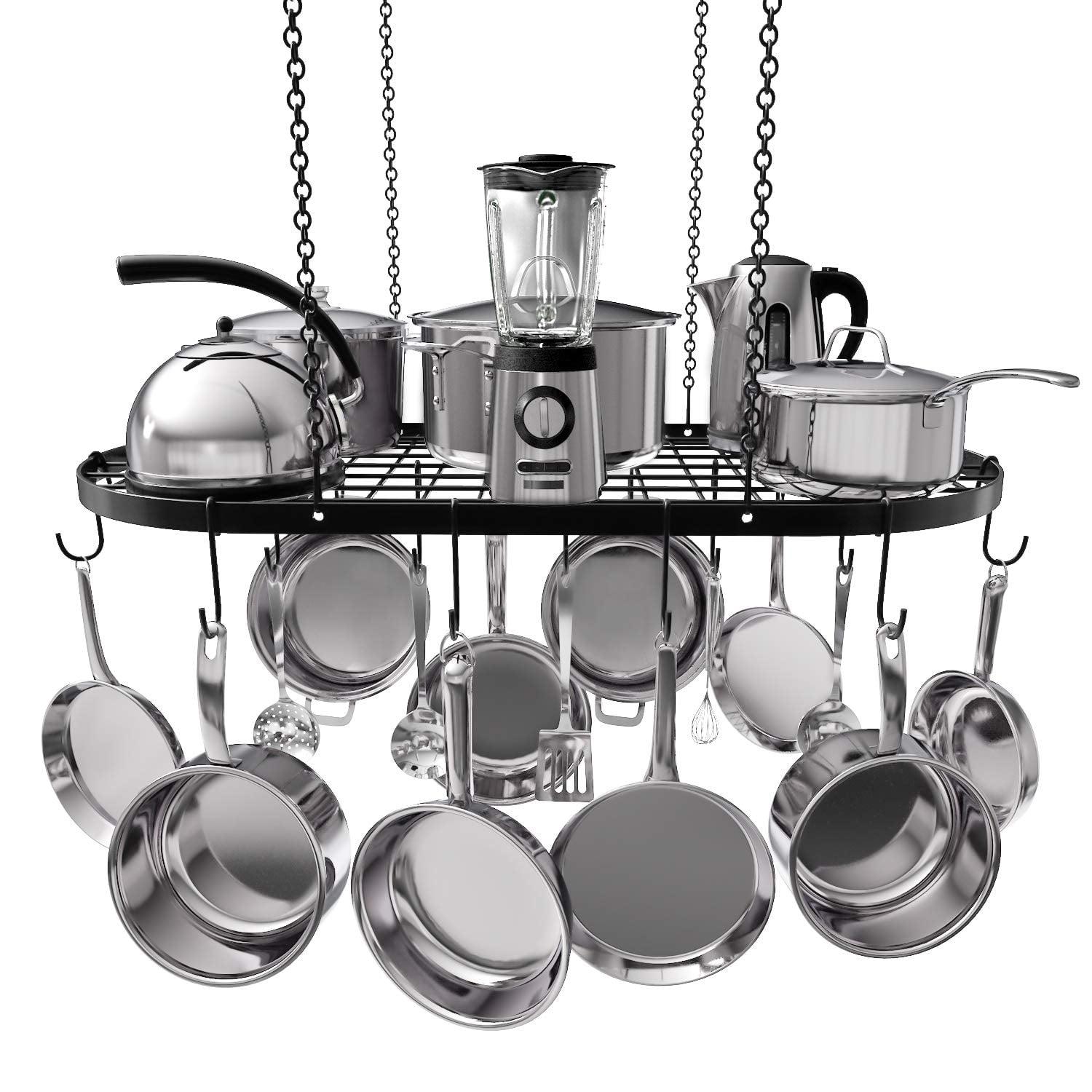 Vdomus 33" x 17" Hanging Pot Rack and Pan Ceiling Rack with 15 Hooks for Kitchen Organization