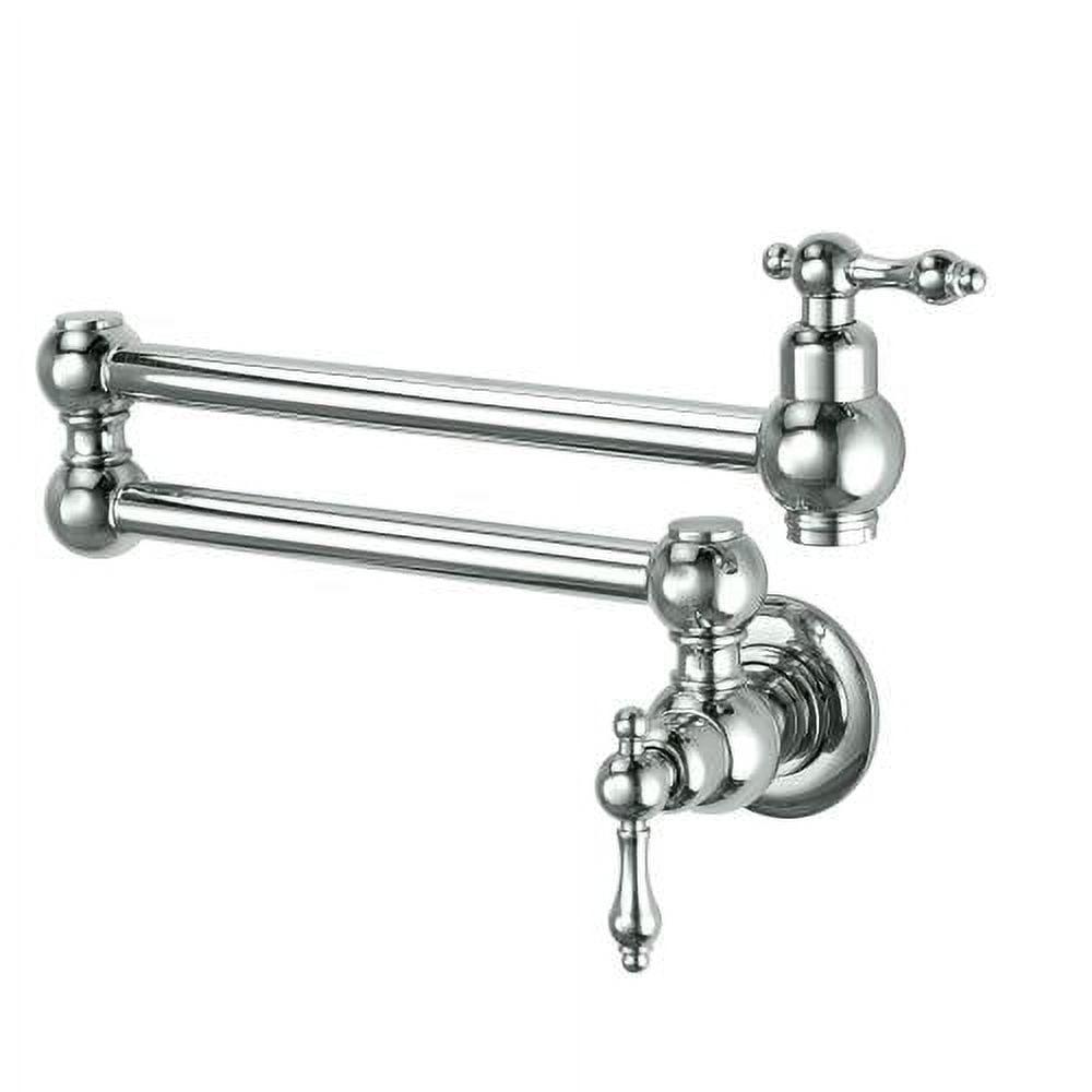 Chrome Wall-Mount Pot Filler Faucet with Dual Swing Arms