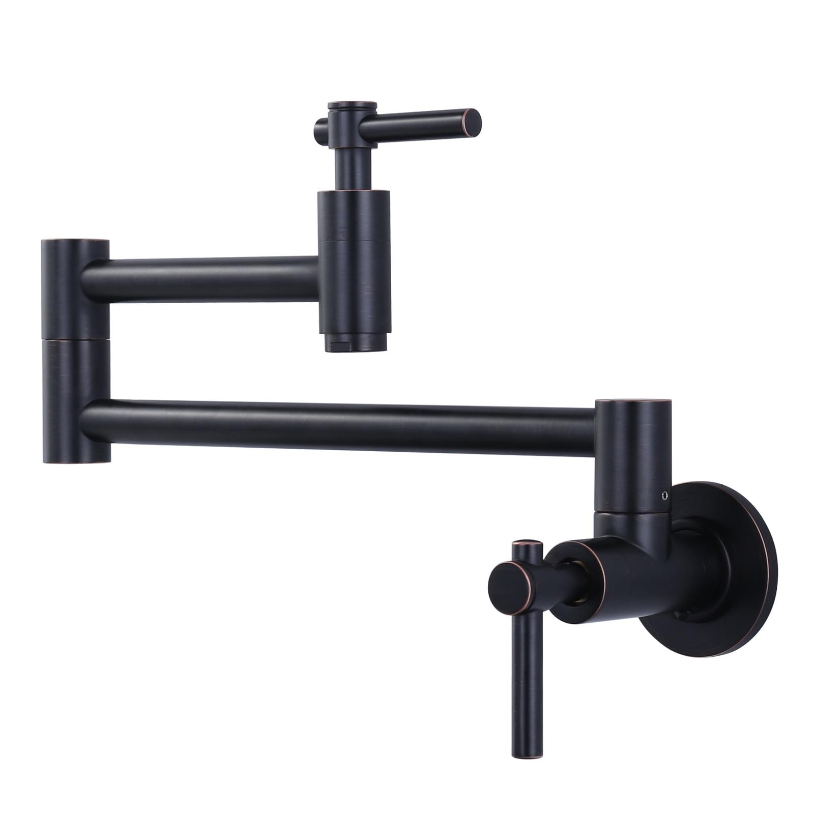 Oil Rubbed Bronze Wall Mount Double Handle Pot Filler Faucet