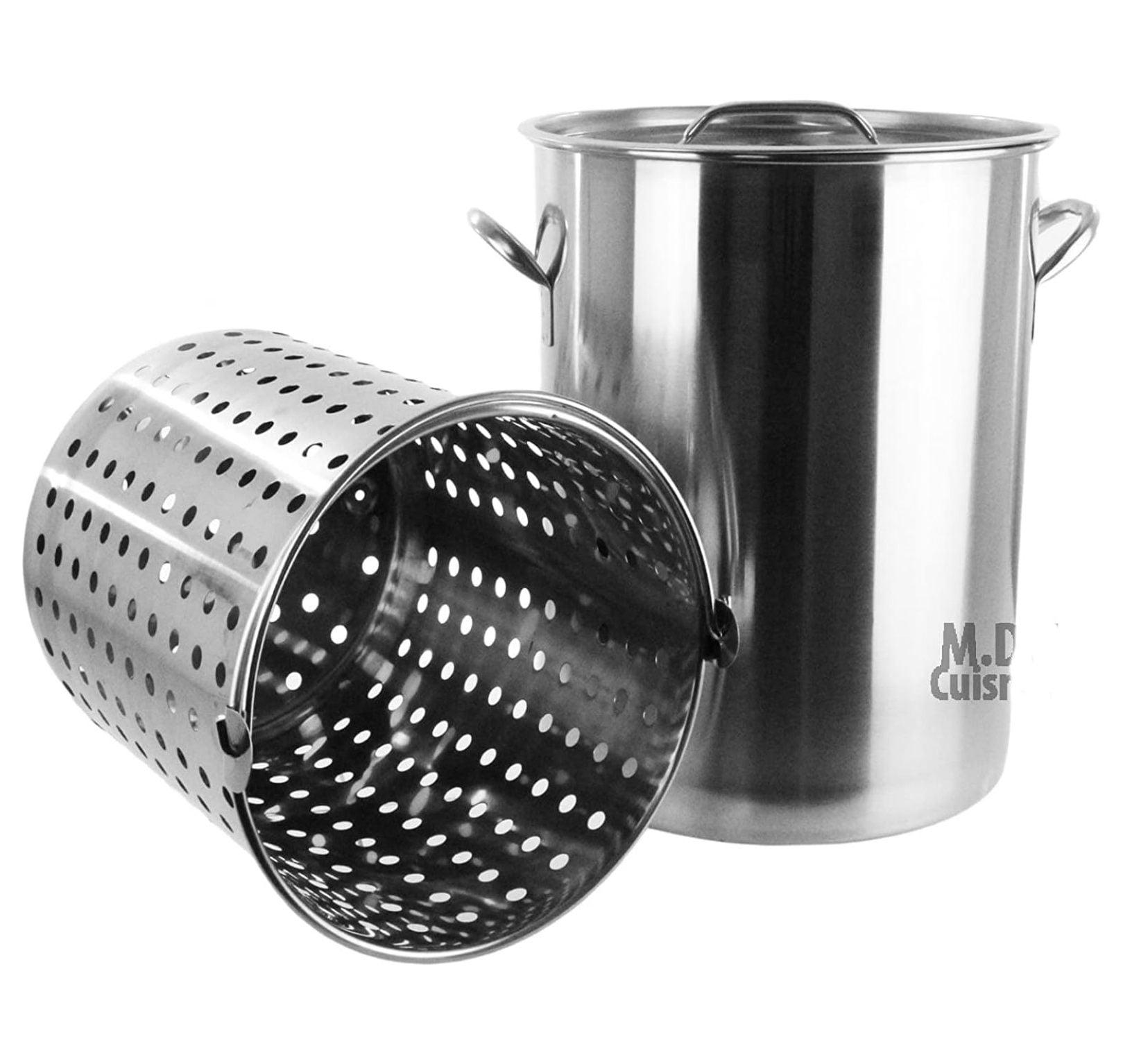 36QT Stainless Steel Stock Pot with Basket Insert