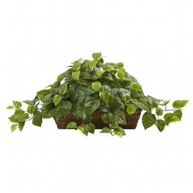 Nearly Natural Pothos with Ledge Basket