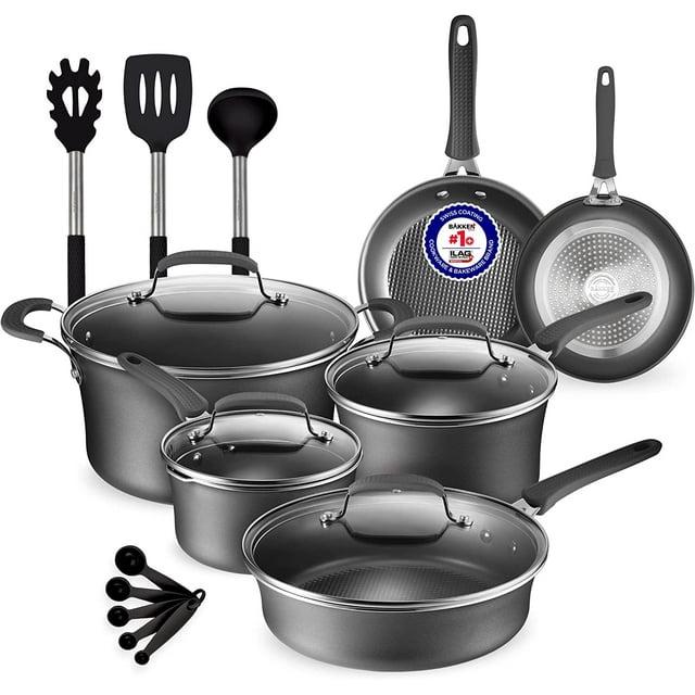 Lifemaster 14 - Piece Non-Stick Carbon Steel Cookware Set