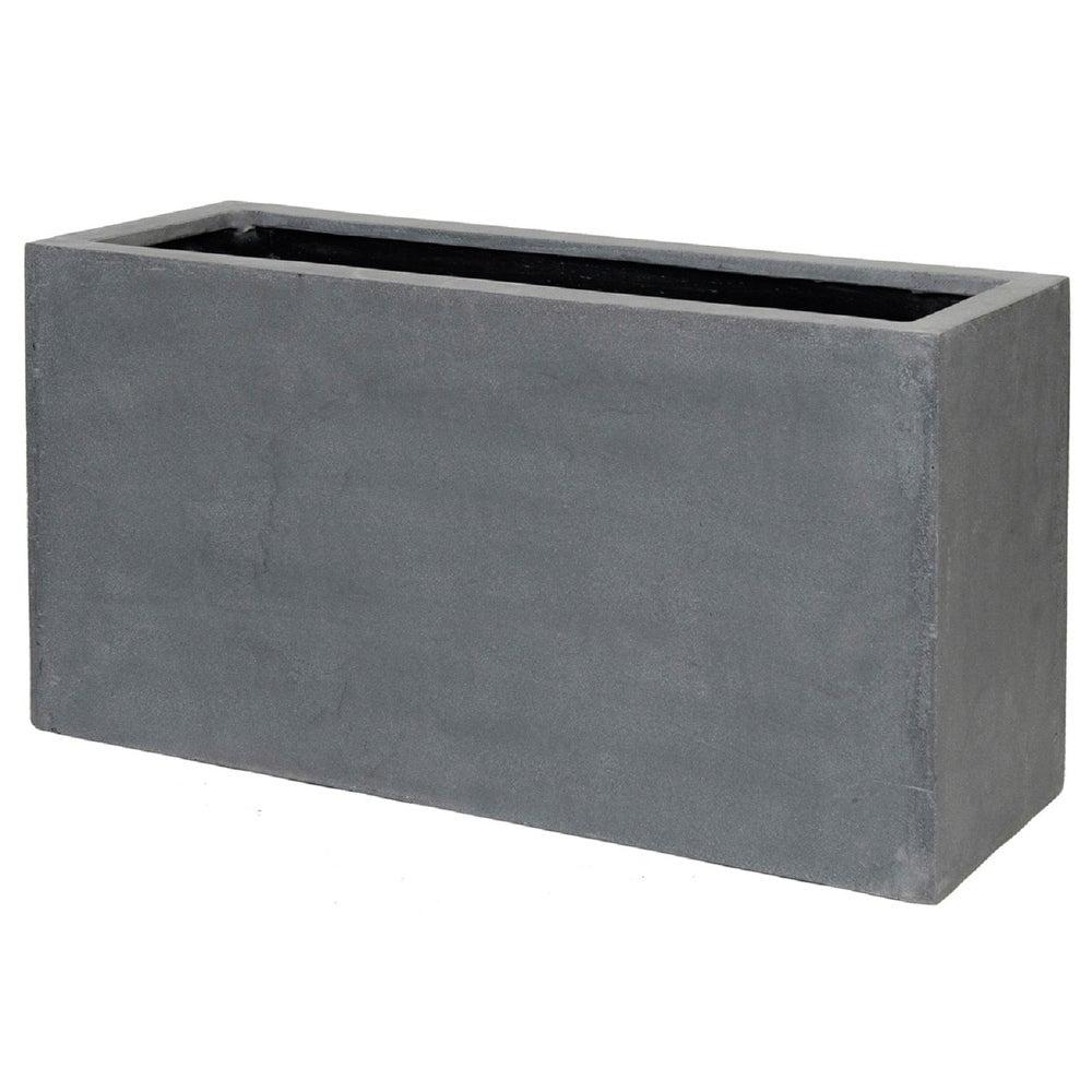 Pottery Pots USA Inc. Pottery Pots Jort S Fiberstone Indoor Outdoor Modern Glossy White Rectangle Planter, 16 Inch Tall Grey 16"x32"x12"