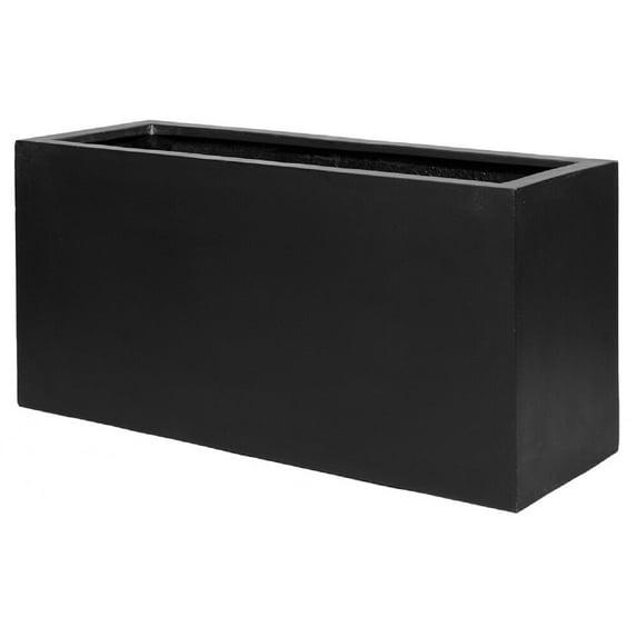 Pottery Pots USA Inc. Pottery Pots Jort Small Fiberstone Indoor Outdoor Modern Rectangle Planter, 16 Inch Tall Black 32"