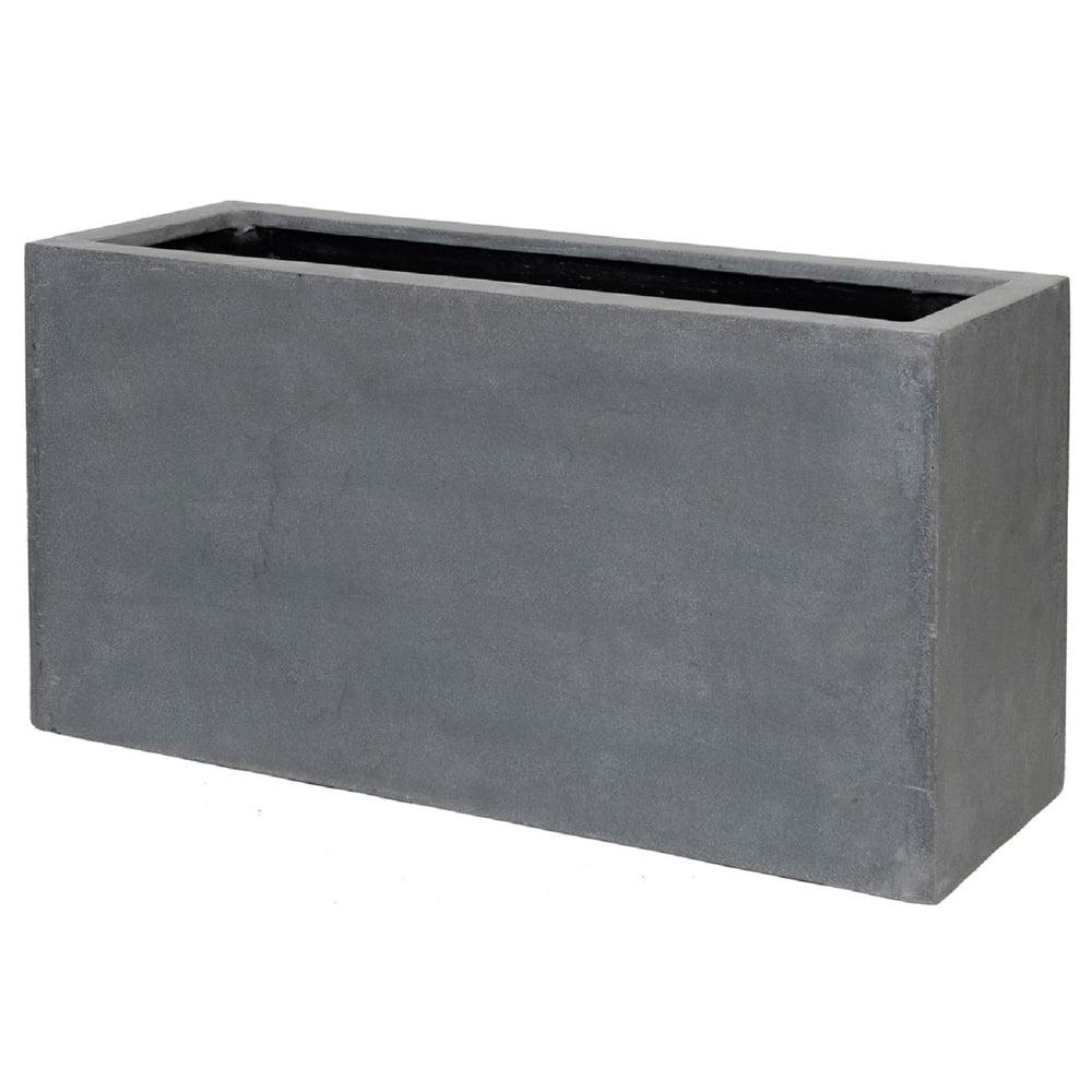 Pottery Pots USA Inc. Pottery Pots Jort Small Fiberstone Indoor Outdoor Modern Rectangle Planter, 16 Inch Tall Grey 16"x32"x12"