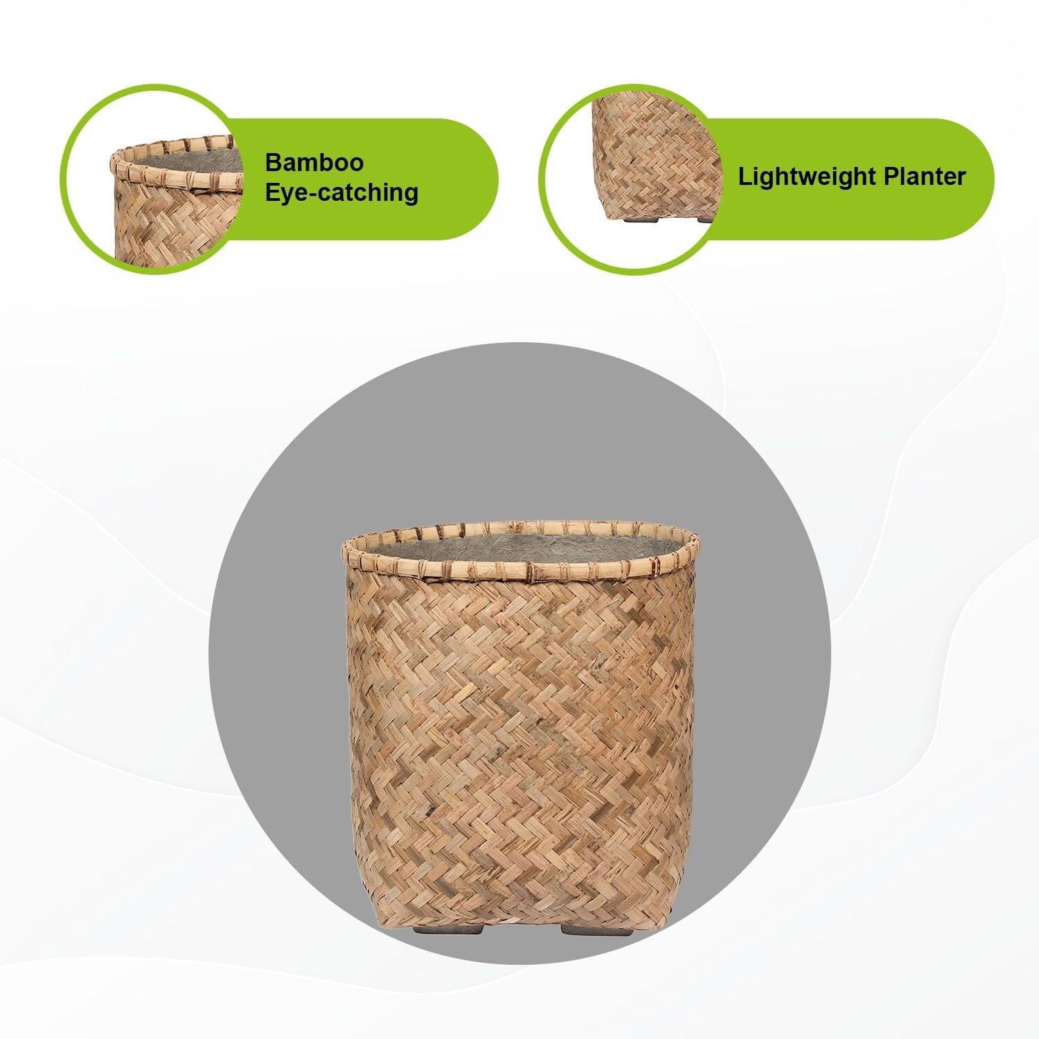 Pottery Pots USA Inc. Pottery Pots Zayn Bamboo Indoor Outdoor Round Planter, Natural Finish 18.9" x 18.9" x 20.9"