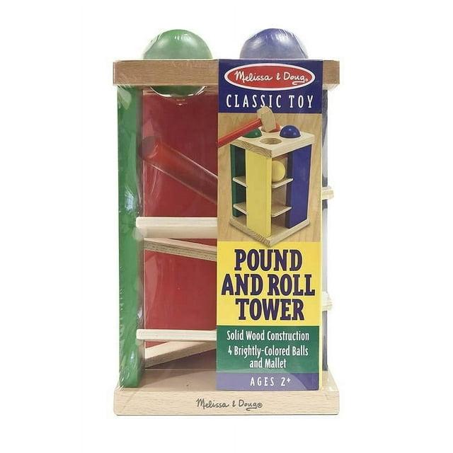 Melissa & Doug Deluxe Pound and Roll Wooden Tower Toy With Hammer