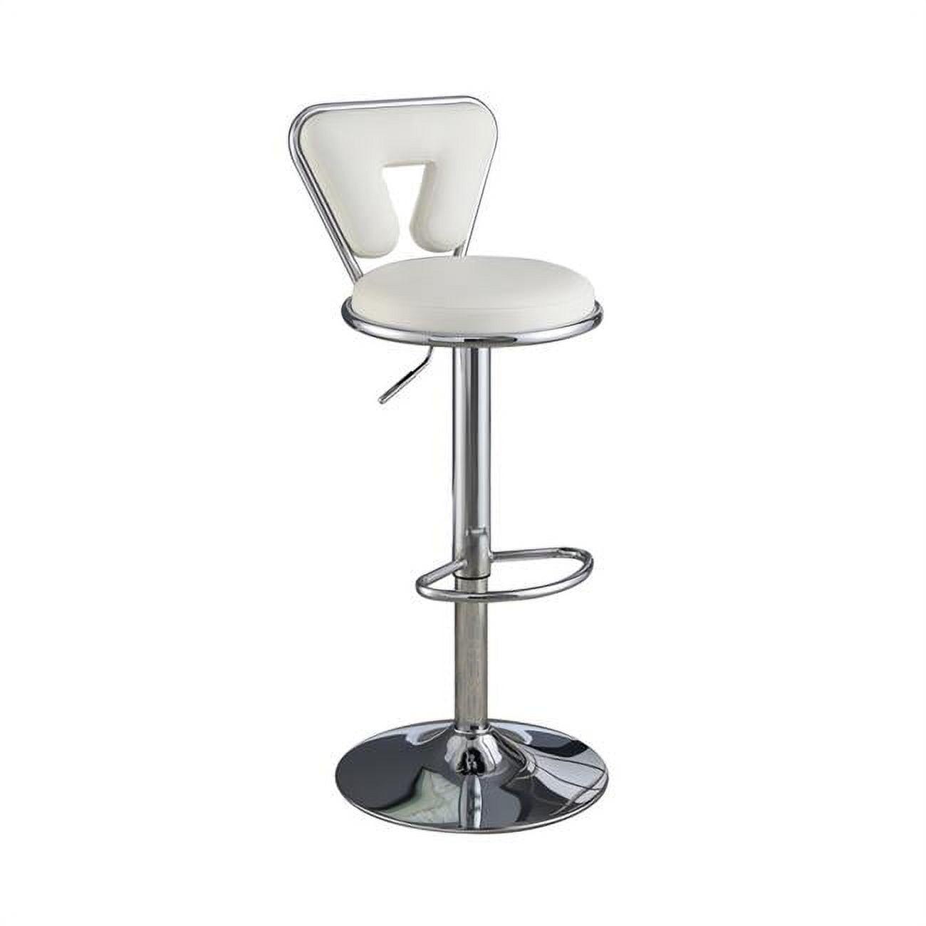 Elegance White Leatherette Swivel Adjustable Barstool, Set of 2