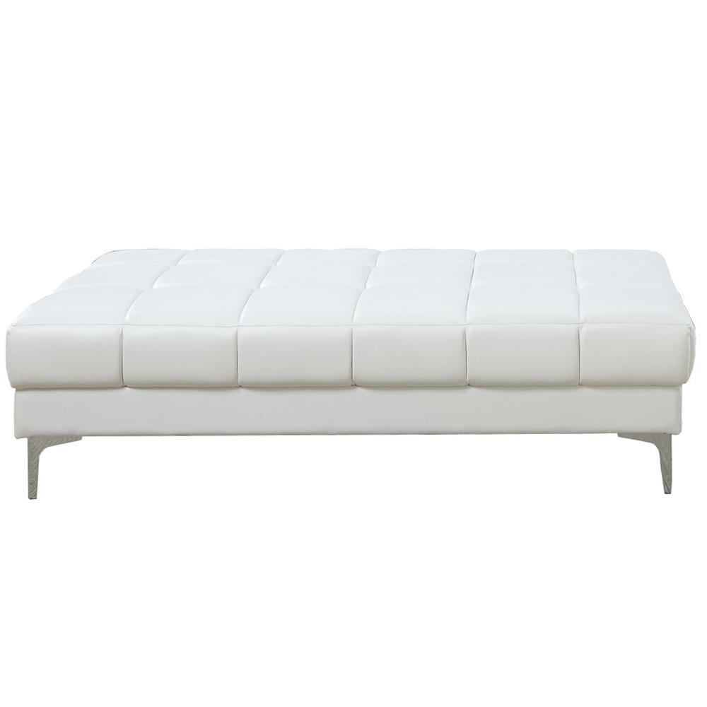 White Bonded Leather Tufted Cocktail Ottoman