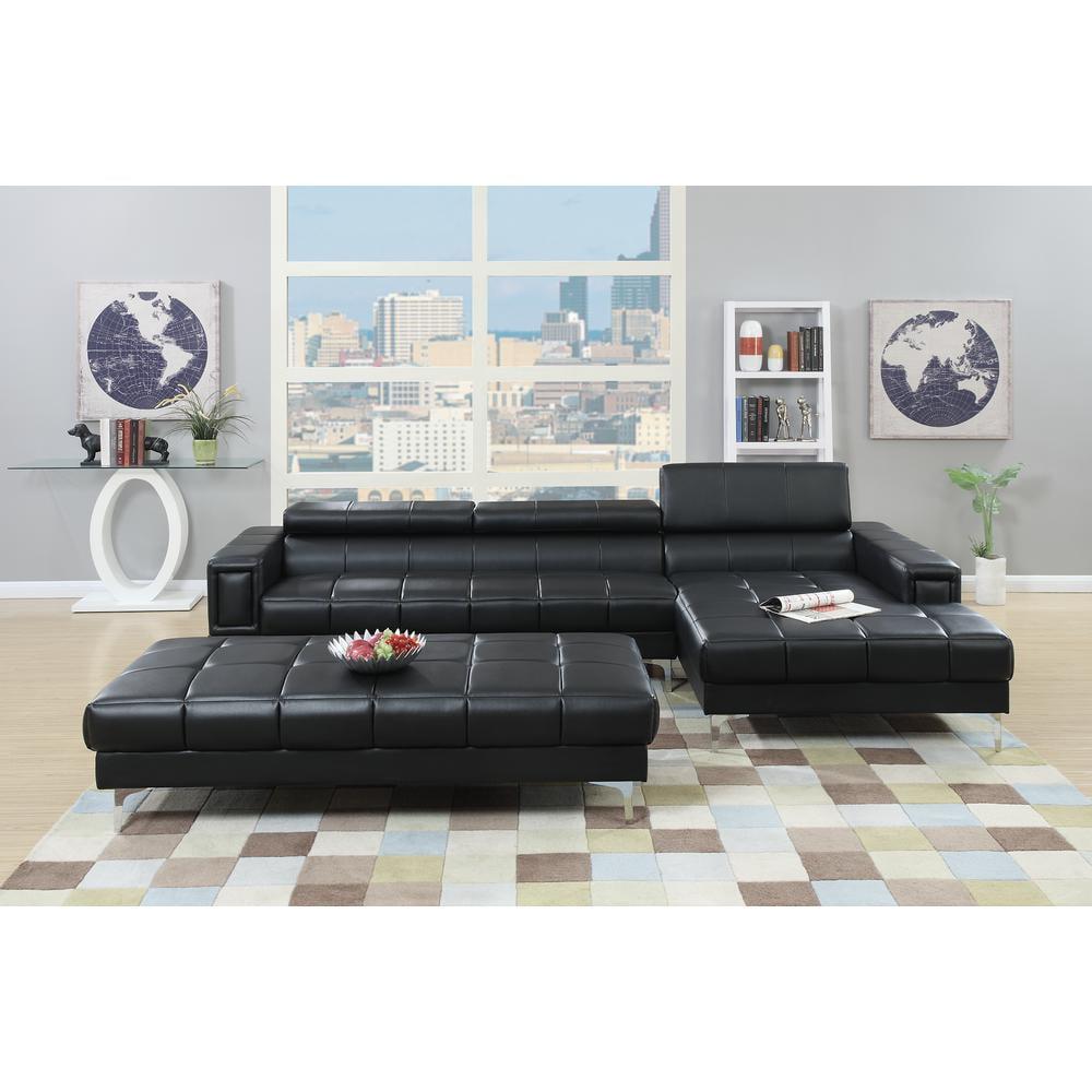 Reversible Modular Sofa and Chaise in Bonded Leather