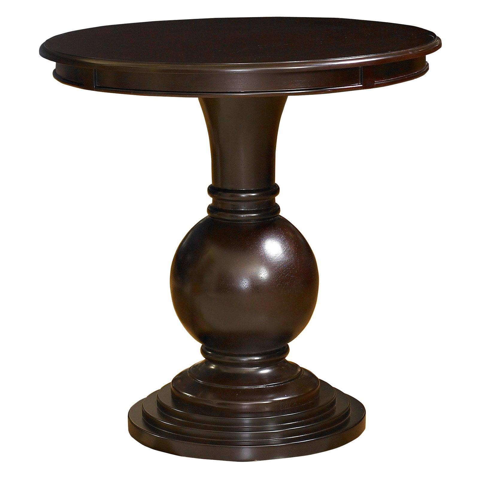 Espresso Round Pedestal Wood Accent Table, 26" Tall