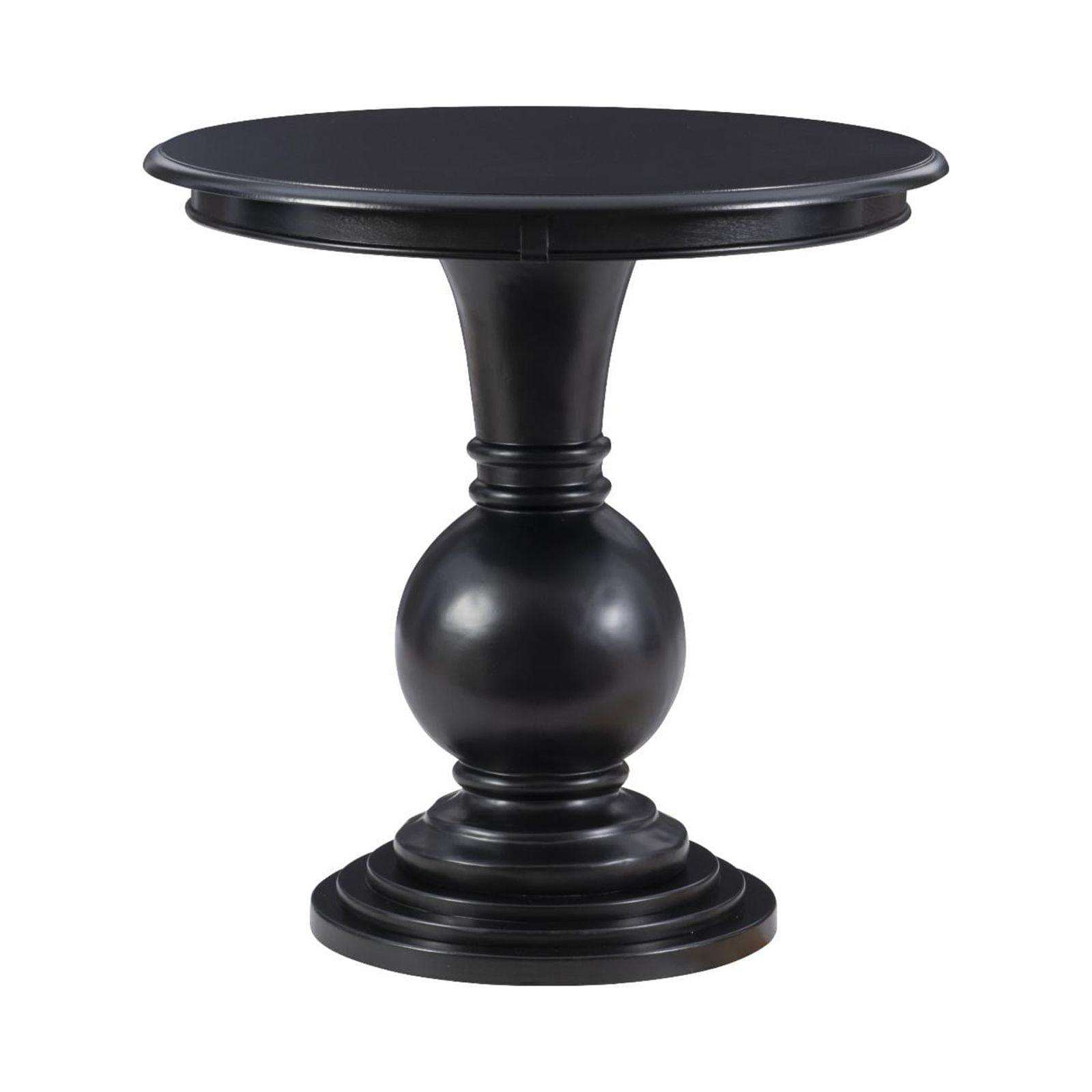Adeline Oversized Black Round Accent Table with Turned Pedestal