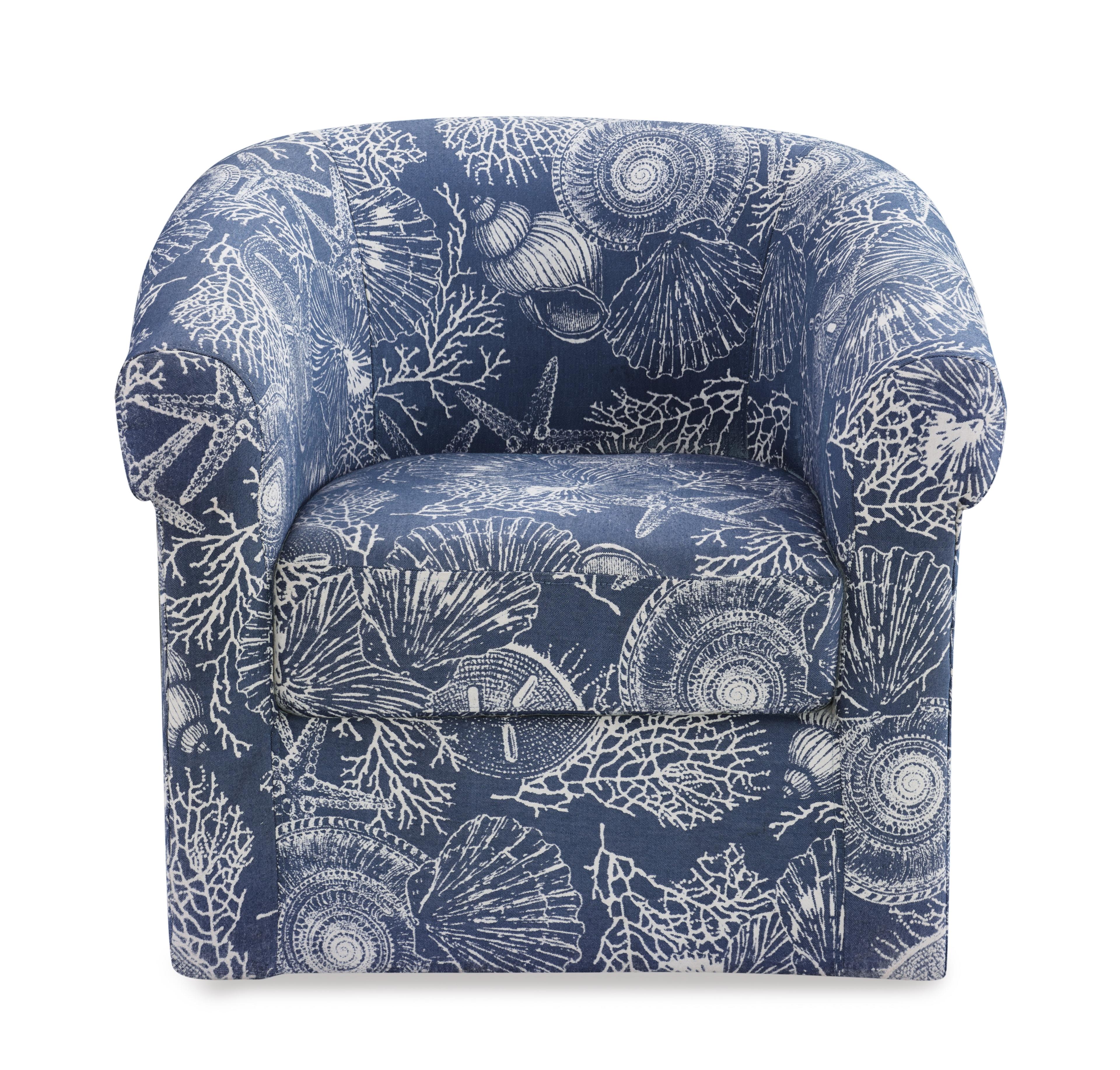 Baltic Denim Blue Microfiber Swivel Barrel Chair with Wood Frame