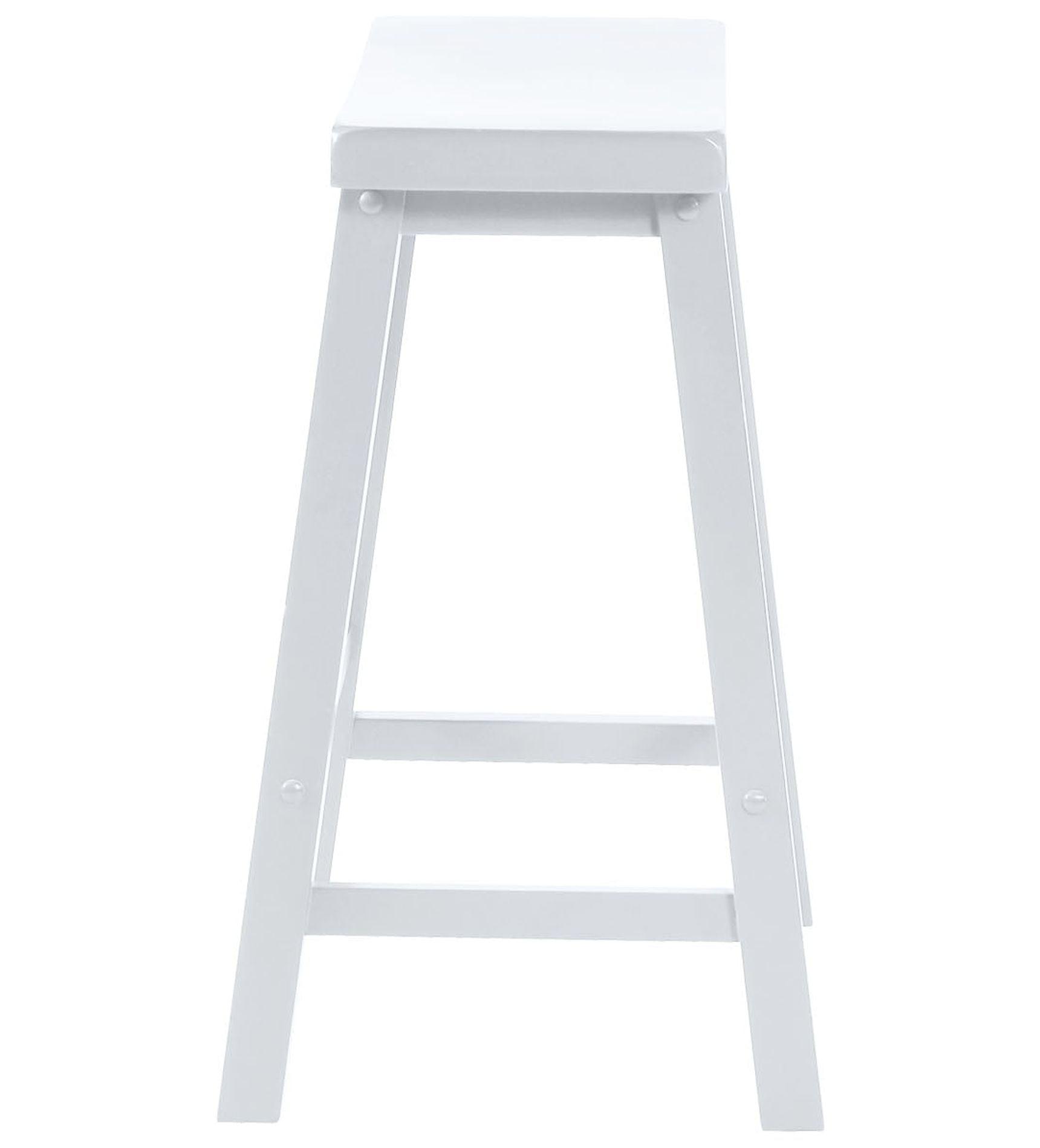 Pure White Backless Saddle Wood Counter Stool