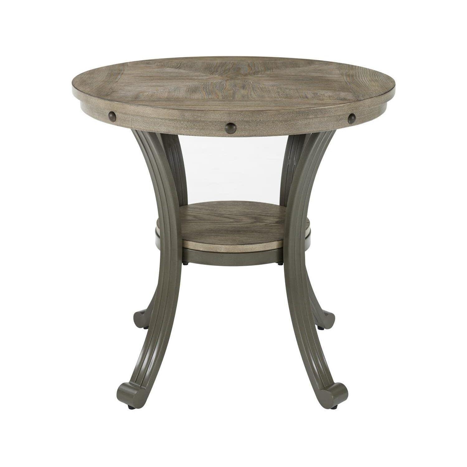 Franklin Metal And Wood Round Side Table Pewter