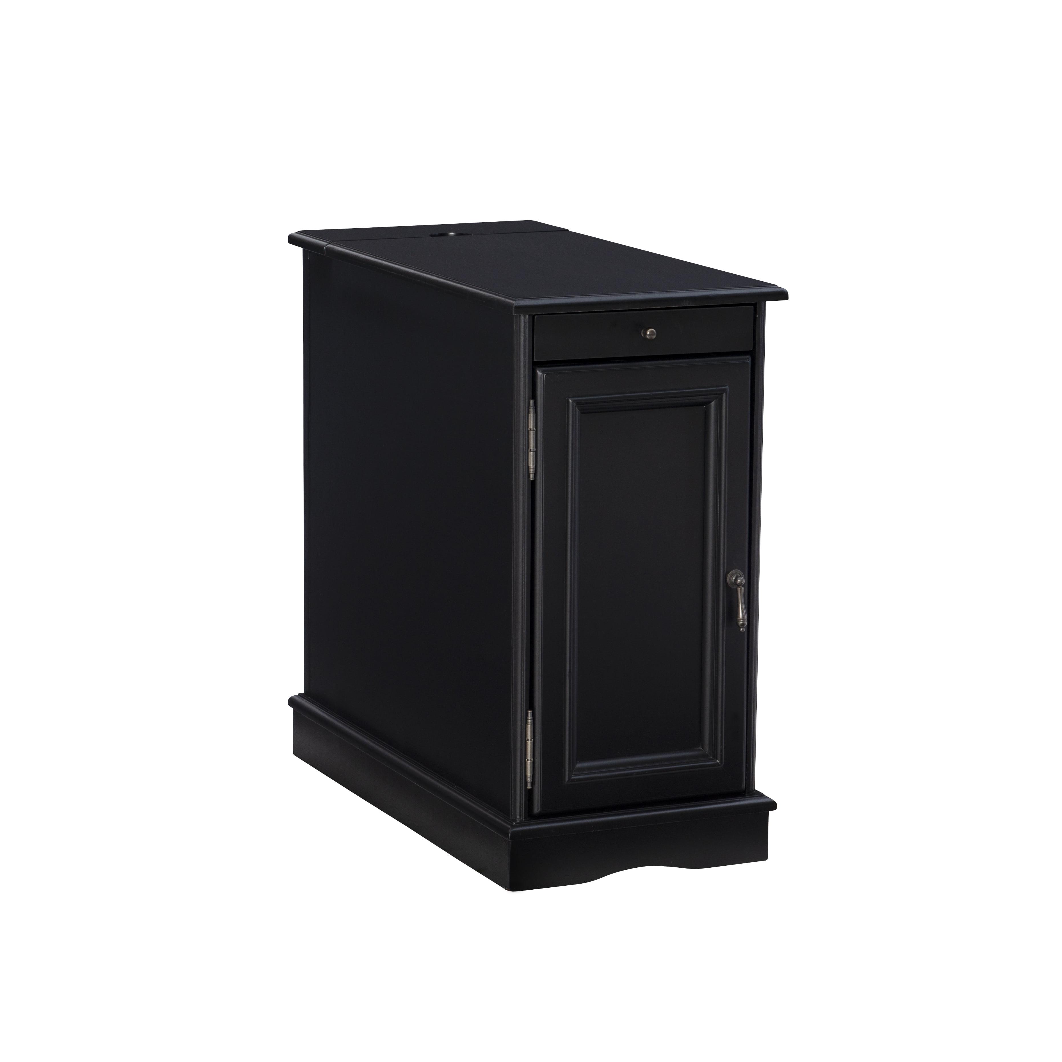 Powell Butler Accent Table with USB and Electrical Charging Station, Black