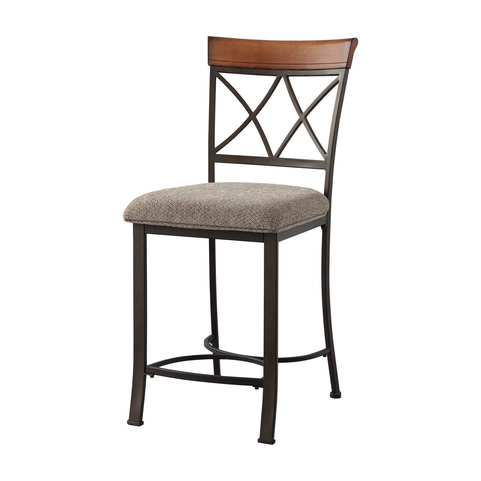 Hamilton 24" Brushed Faux Medium Cherry and Matte Pewter Counter Stool