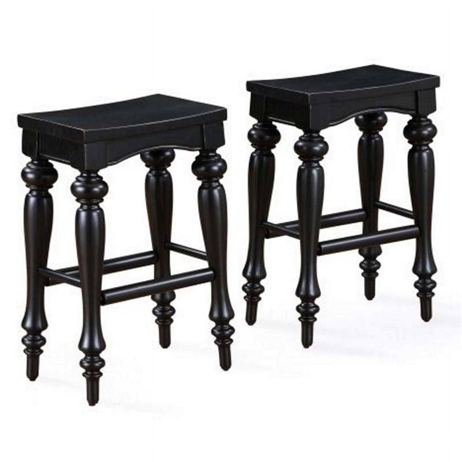 Clemmer Distressed Black Solid Wood Saddle Counter Stool