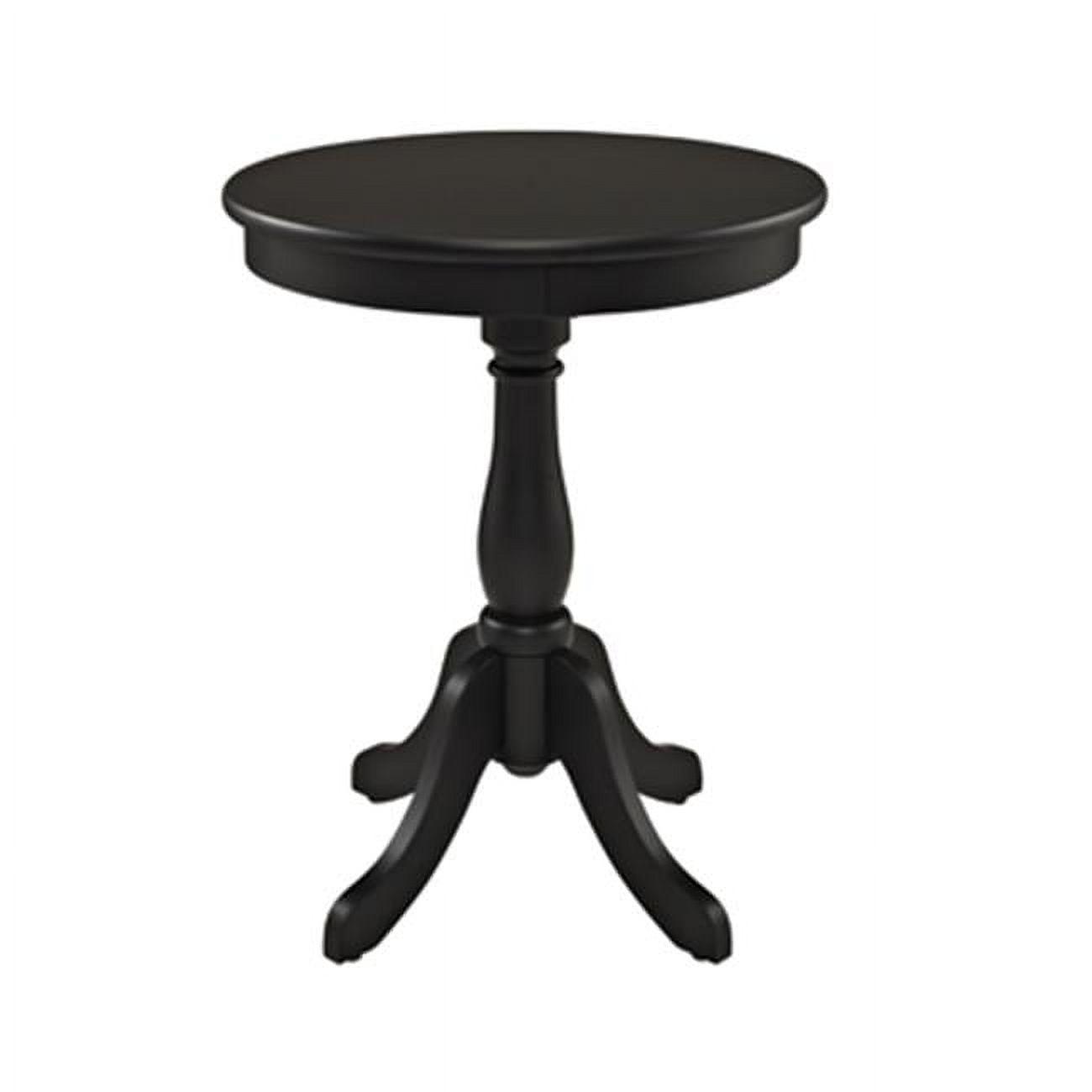 Contemporary Saber Black Round Wood Side Table