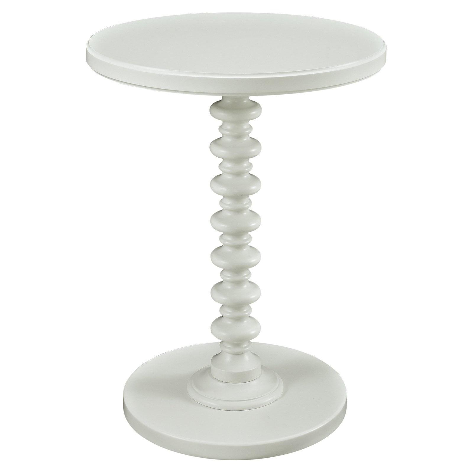 Classic White Round Spindle Side Table with Smooth Finish