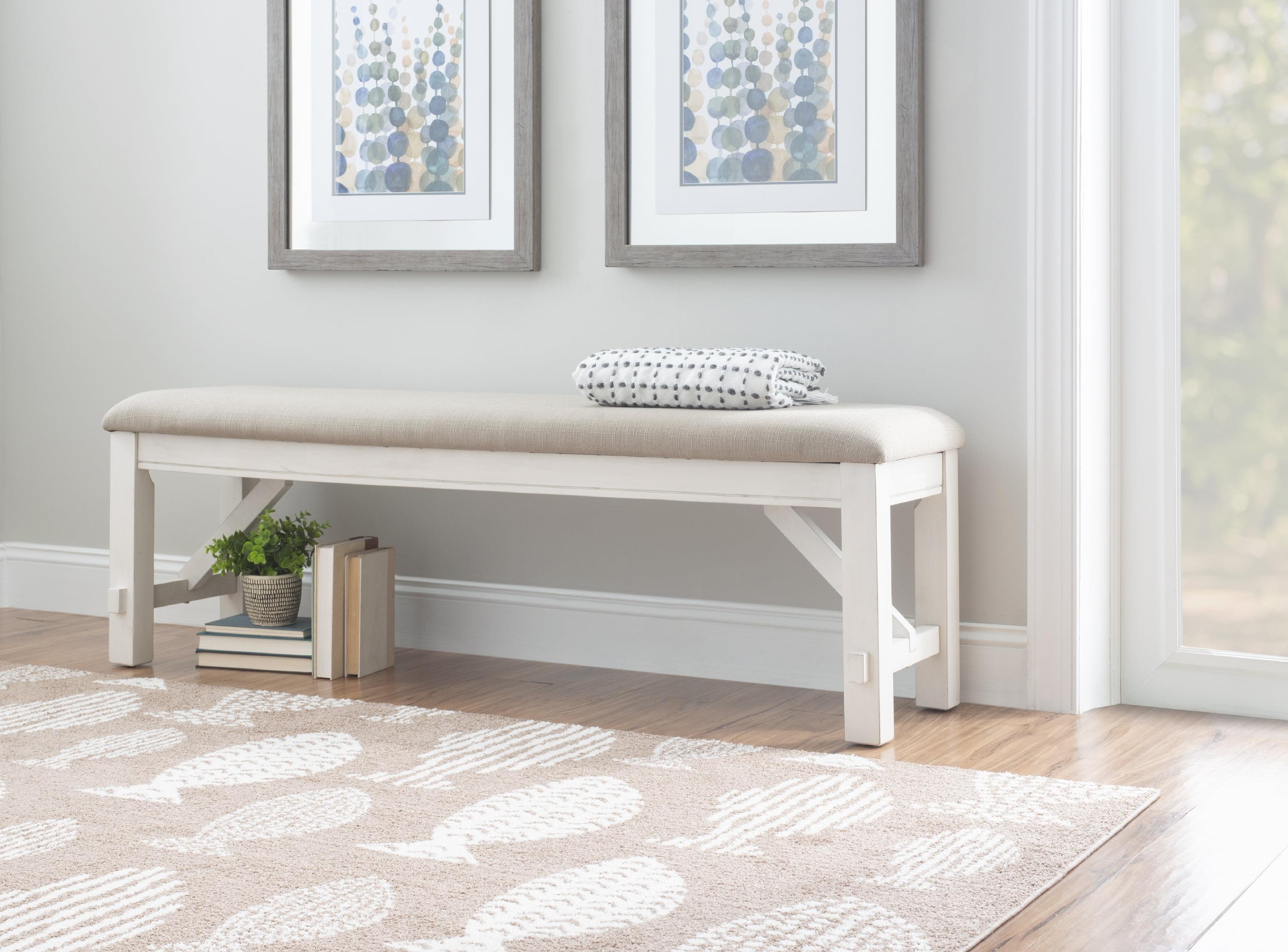 Gigi 60" Solid Wood and Upholstered Farmhouse Dining Bench