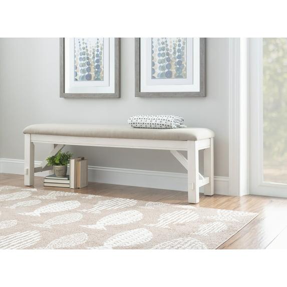 Gigi 60" Solid Wood and Upholstered Farmhouse Dining Bench