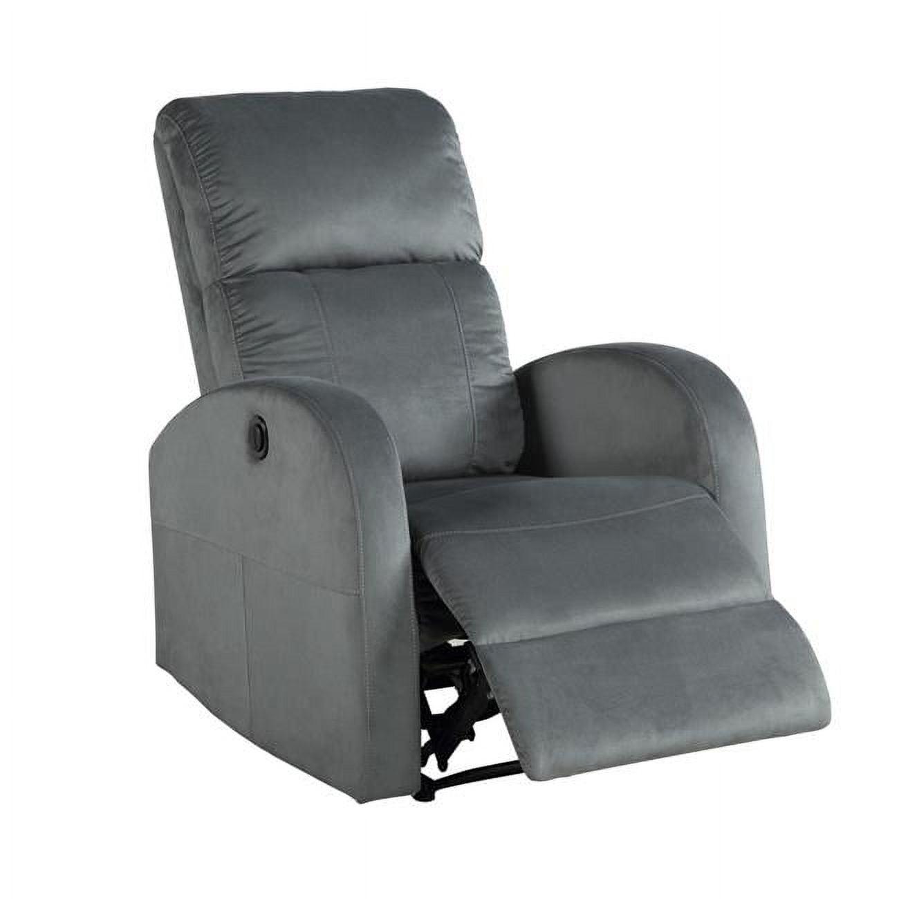 Sleek Gray Fabric Power Motion Recliner with Curved Arms