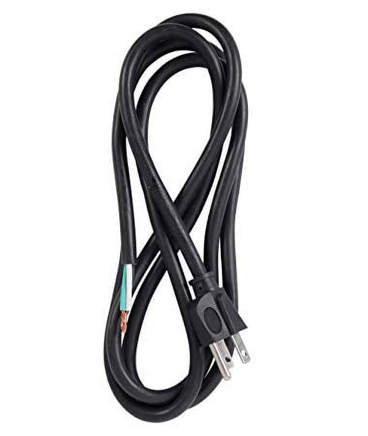 Power Supply Cord SJTW Black 6ft 16/3 15A Straight Plug