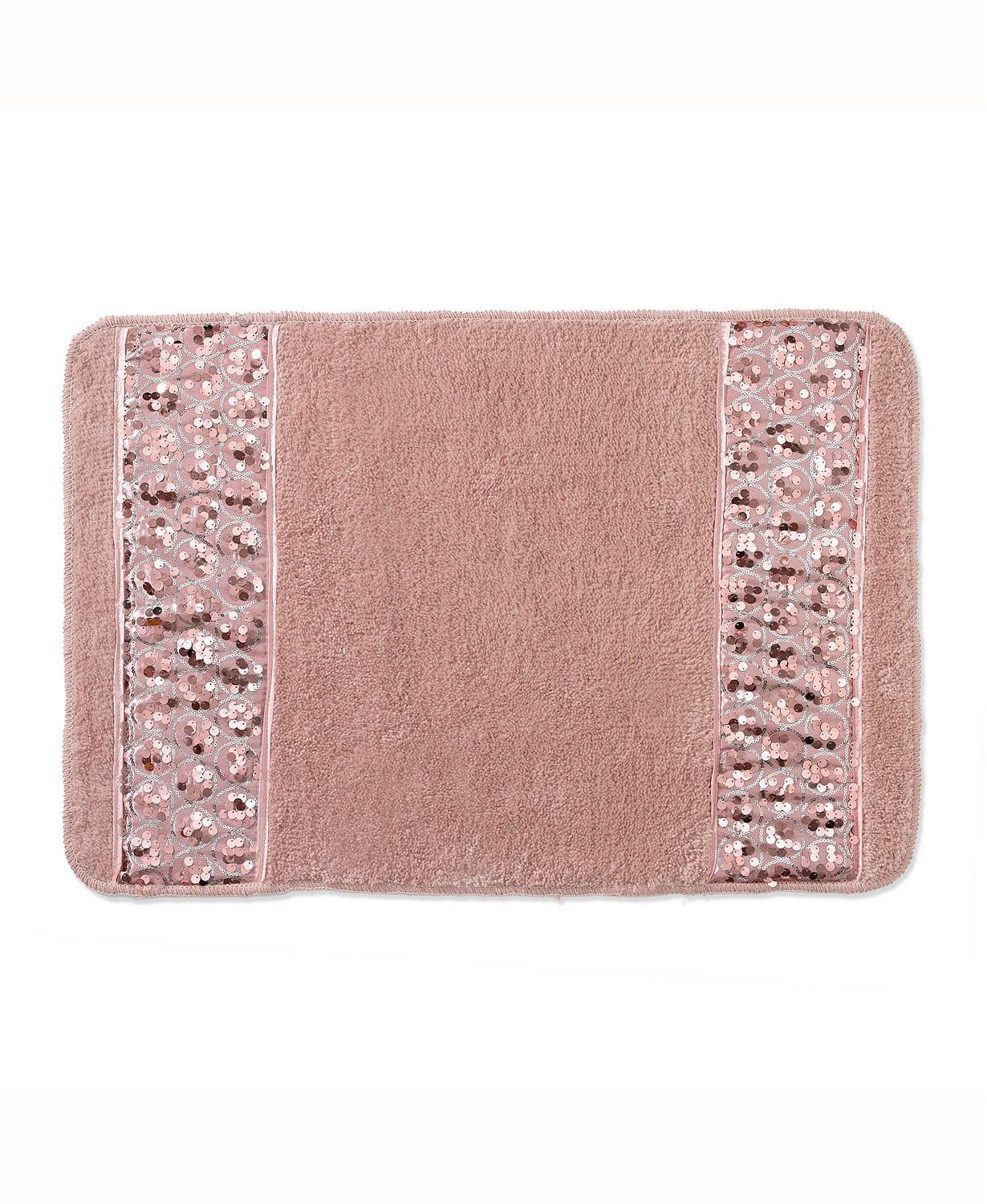 Blush Modern Tufted Bath Rug with Non-Slip Backing, 32"L x 21"W