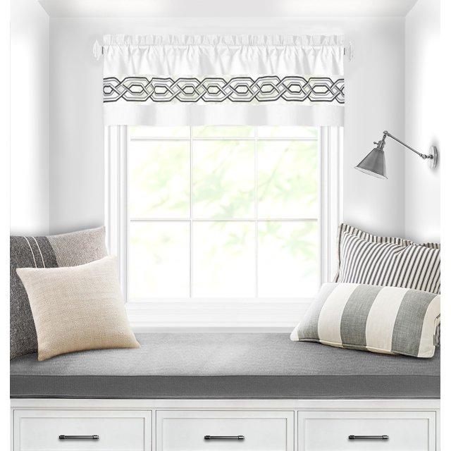 Achim Paige Rod Pocket Light Filtering Curtain Valance, White, 55" x 13"